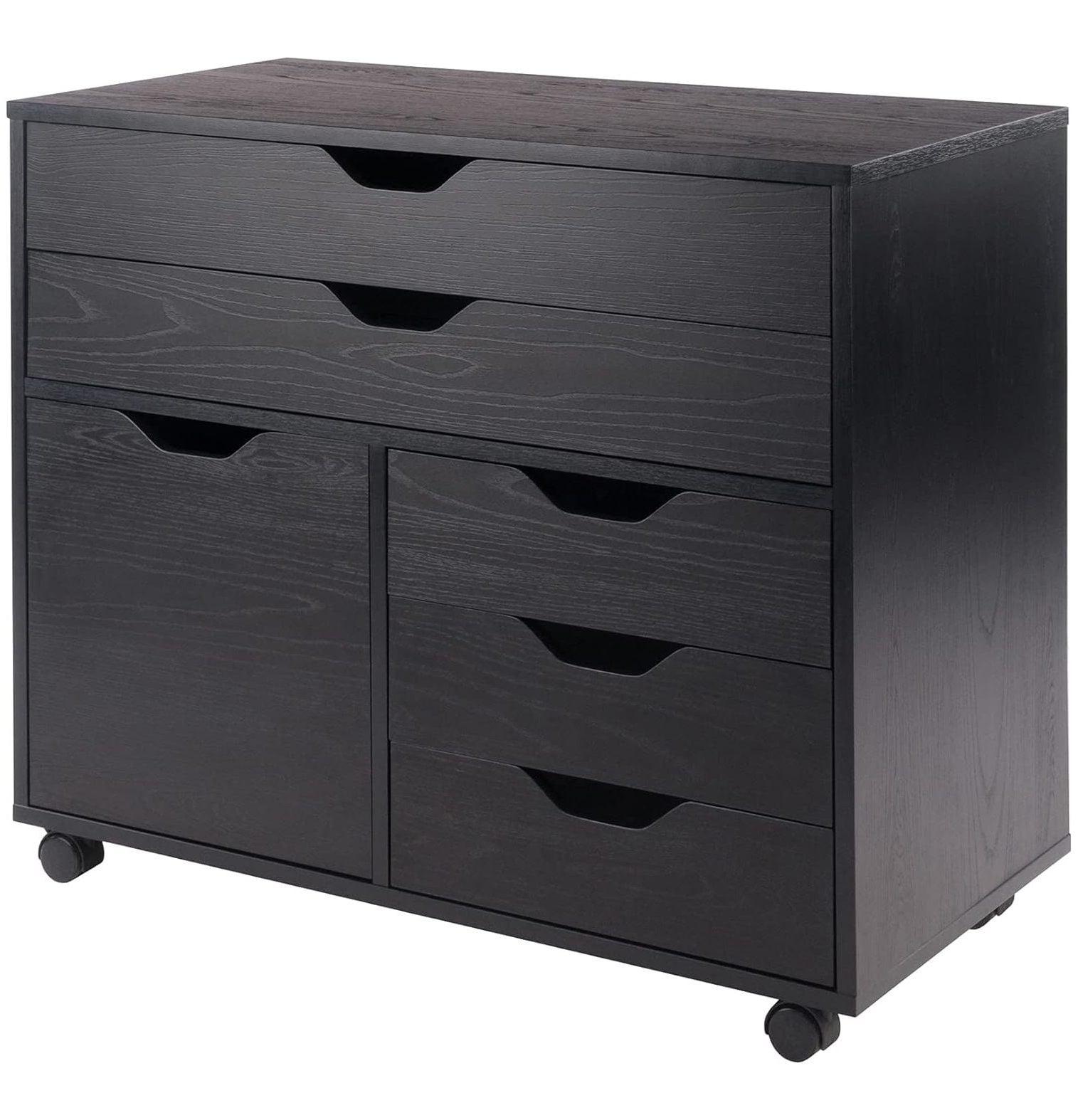 Modern Halifax 5-Drawer Mobile Storage Cabinet in Black