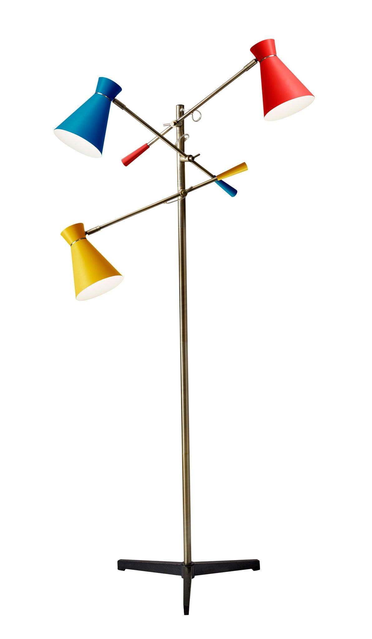 3-Arm Lyle Floor Lamp Brass - Adesso: Adjustable, Mid-Century Modern, Tripod Base, ETL Listed