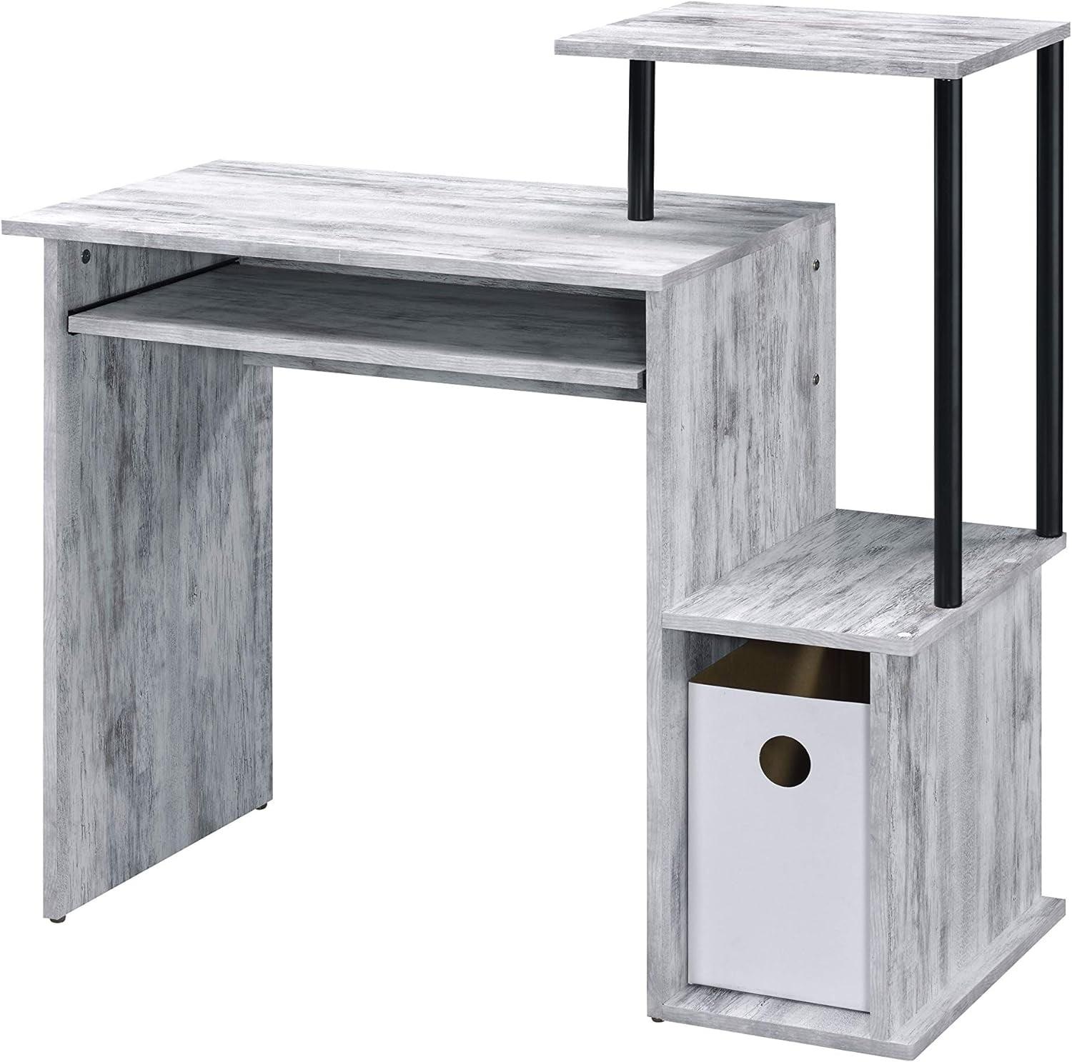 ACME Lyphre Computer Desk in Antique White and Black