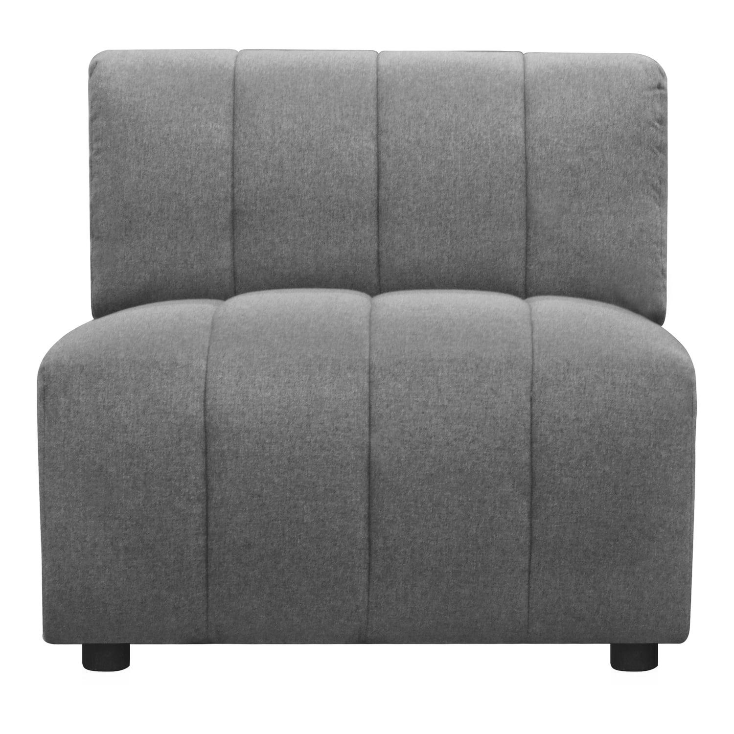 Gray Upholstered Modular Slipper Chair with Channel Stitching