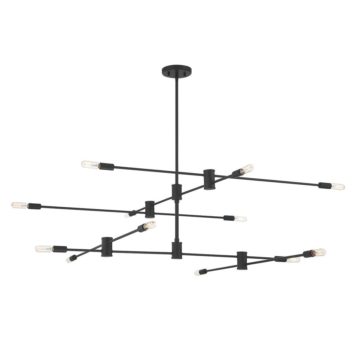 12 Light Chandelier in Industrial Style-15 inches Tall and 54.25 inches Wide-Matte Black Finish Bailey Street Home 159-Bel-4649719