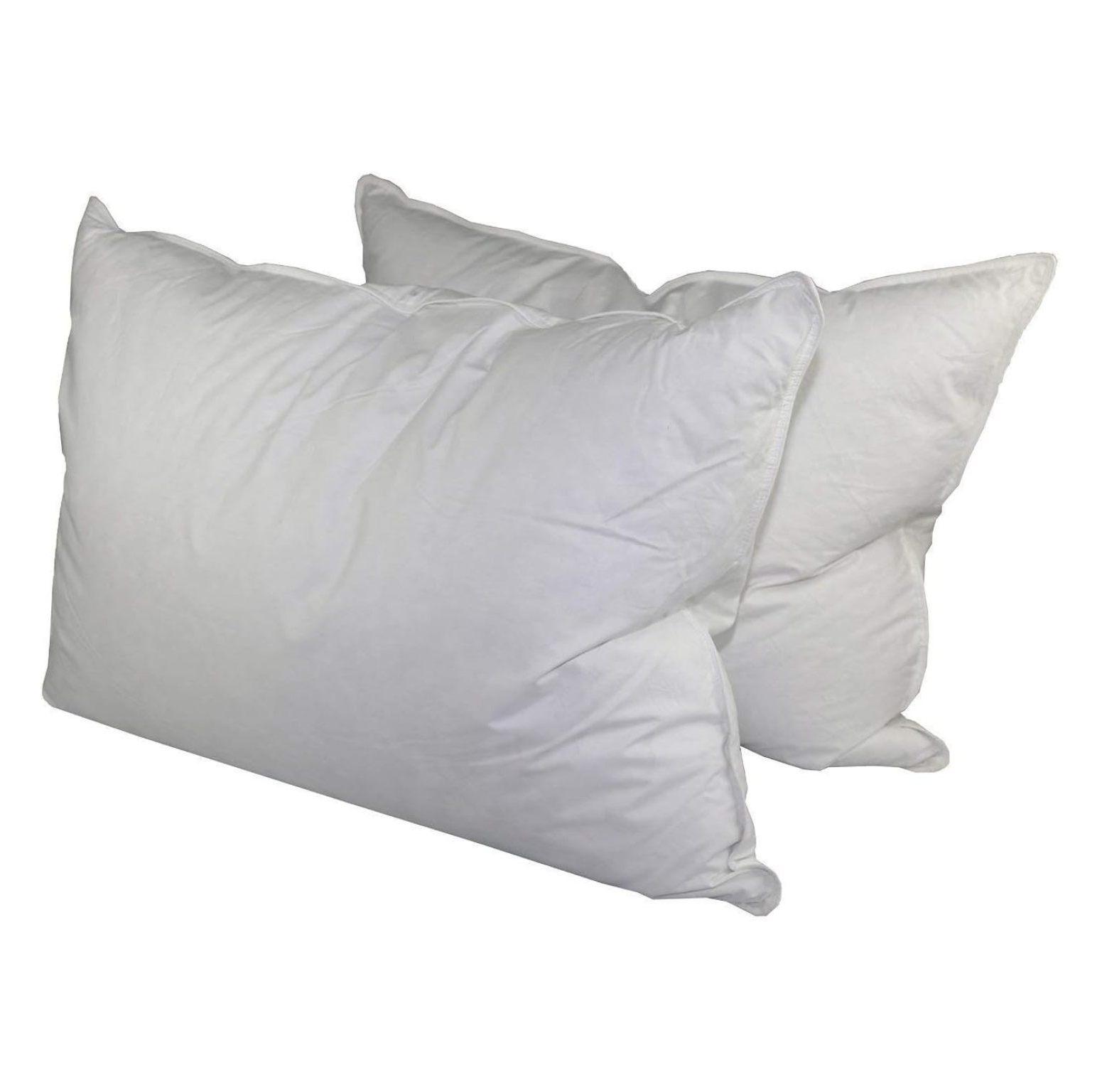 King Size White Feather and Down Bed Pillow Set