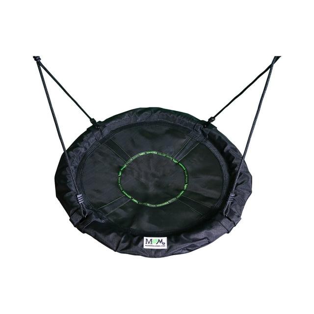M&M Sales Enterprise M&M Sales Enterprise Adventure Fabric Black Disc Swing Saucer Seat, Ropes with Mounting Hangers and Chains