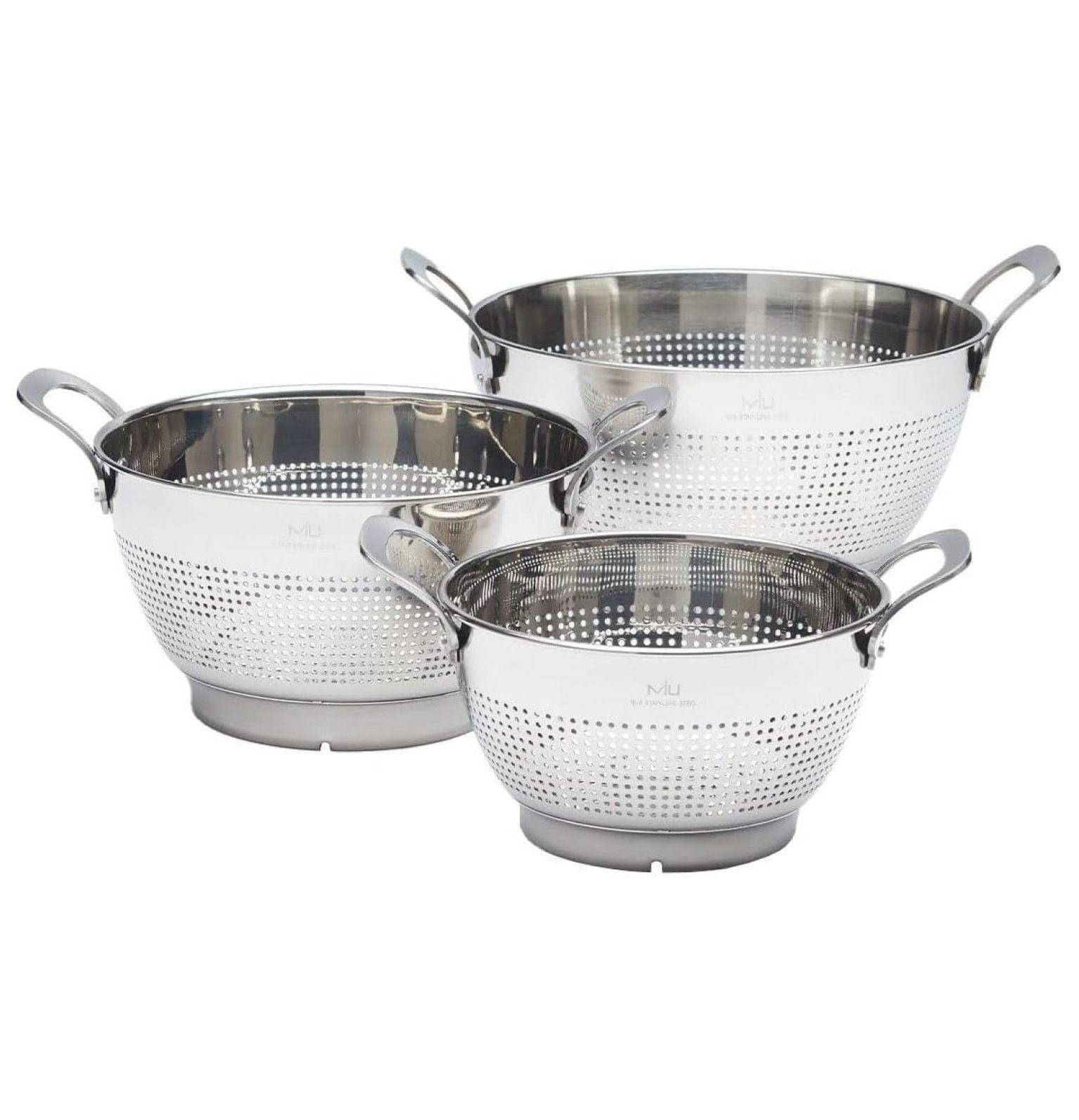 Stainless Steel 3-Piece Colander Set with Handles