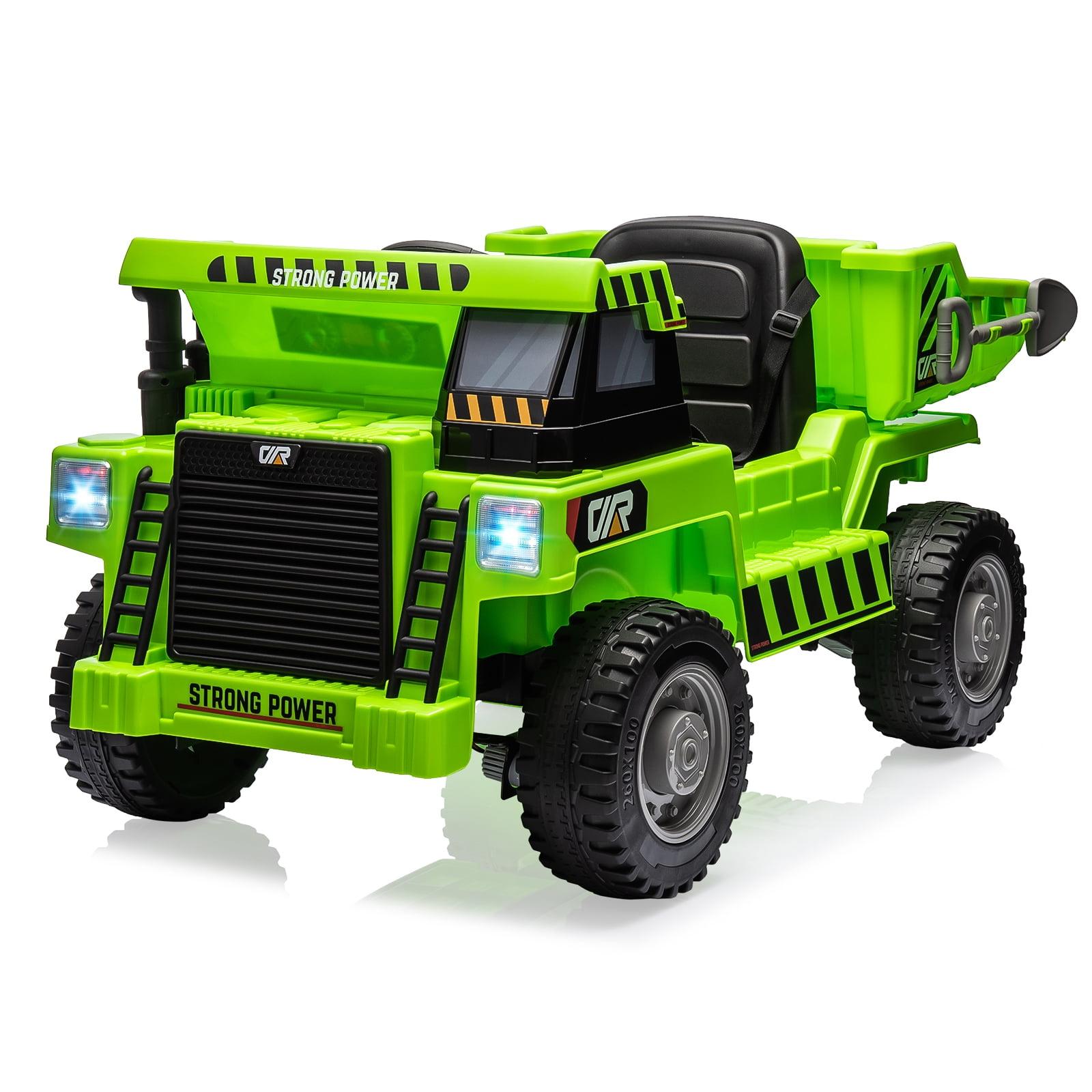 12V Kids Ride On Dump Truck, Ride On Car with Electric Dump Bed and Shovel, Kids Electric Car Ride On Construction Vehicles with Remote Control,Soft-Start Music,Blue-tooth