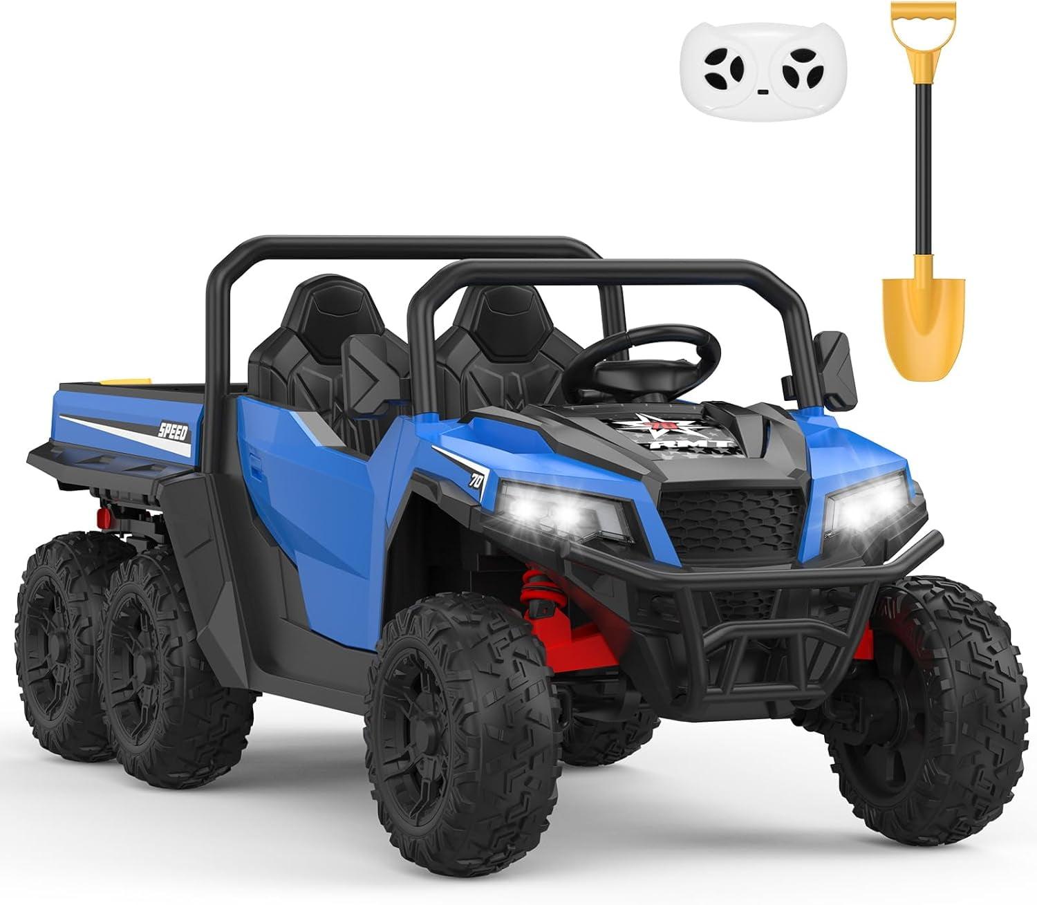 Blue 24V Kids Ride-On UTV with Remote Control and Shovel