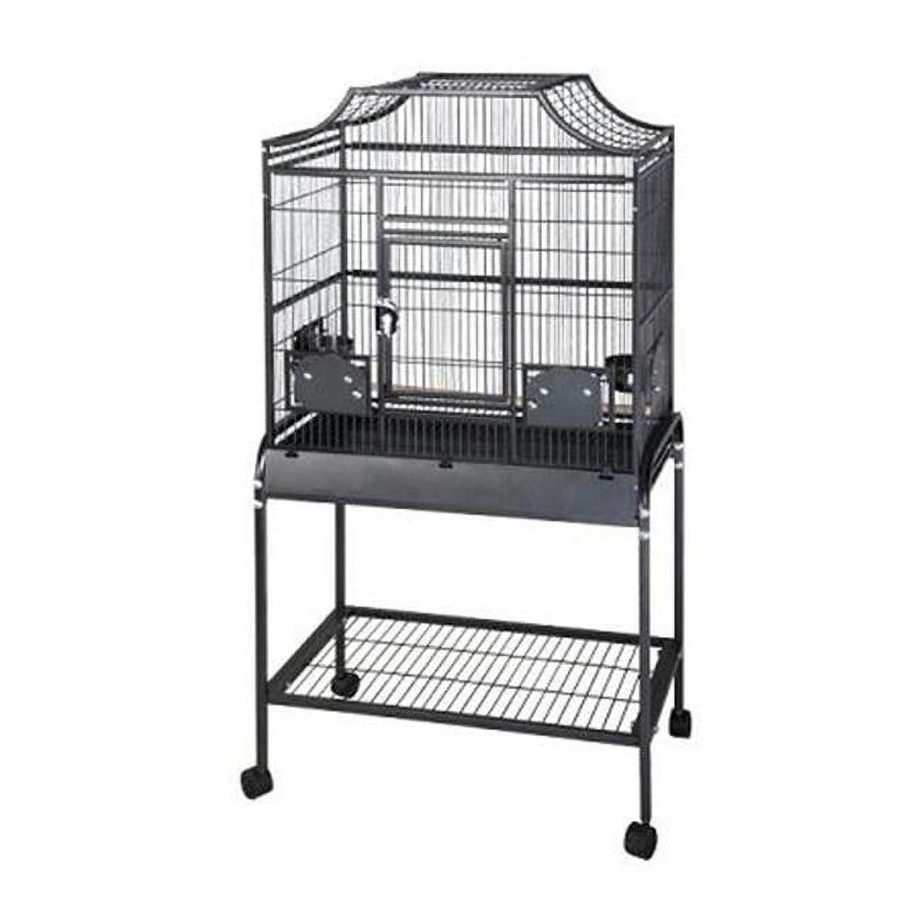 Elegant Black Metal Flight Bird Cage with Stand