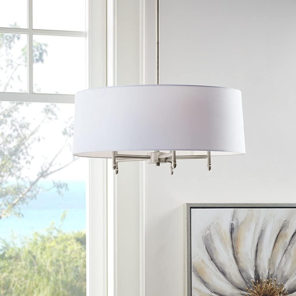 Hampton Hill Presidio 5-Light Dimmable Chandelier with Drum-shaped Fabric Shade & Adjustable Height