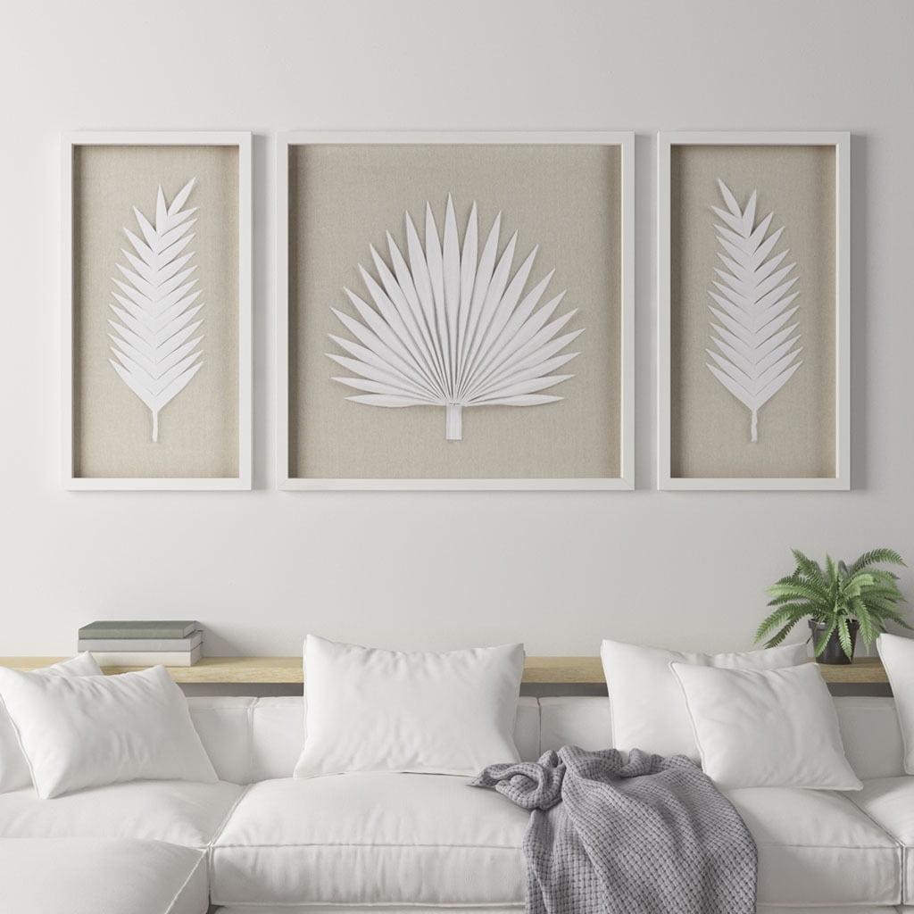 Sabal Framed Rice Paper Palm Leaves 3-piece Shadowbox Wall Décor Set