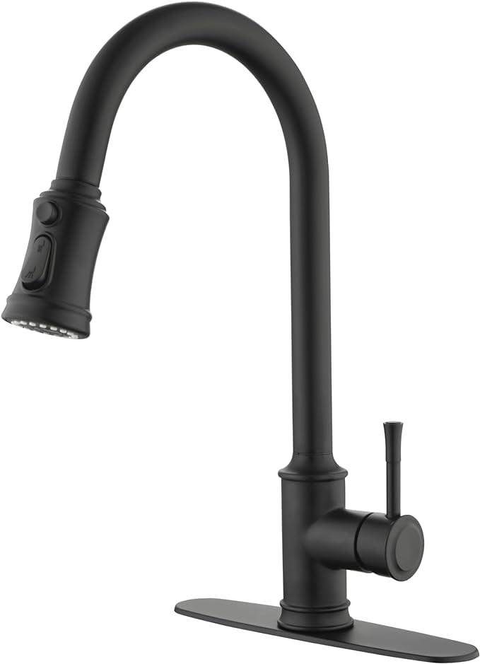 Matte Black Stainless Steel Pull-Down Kitchen Faucet