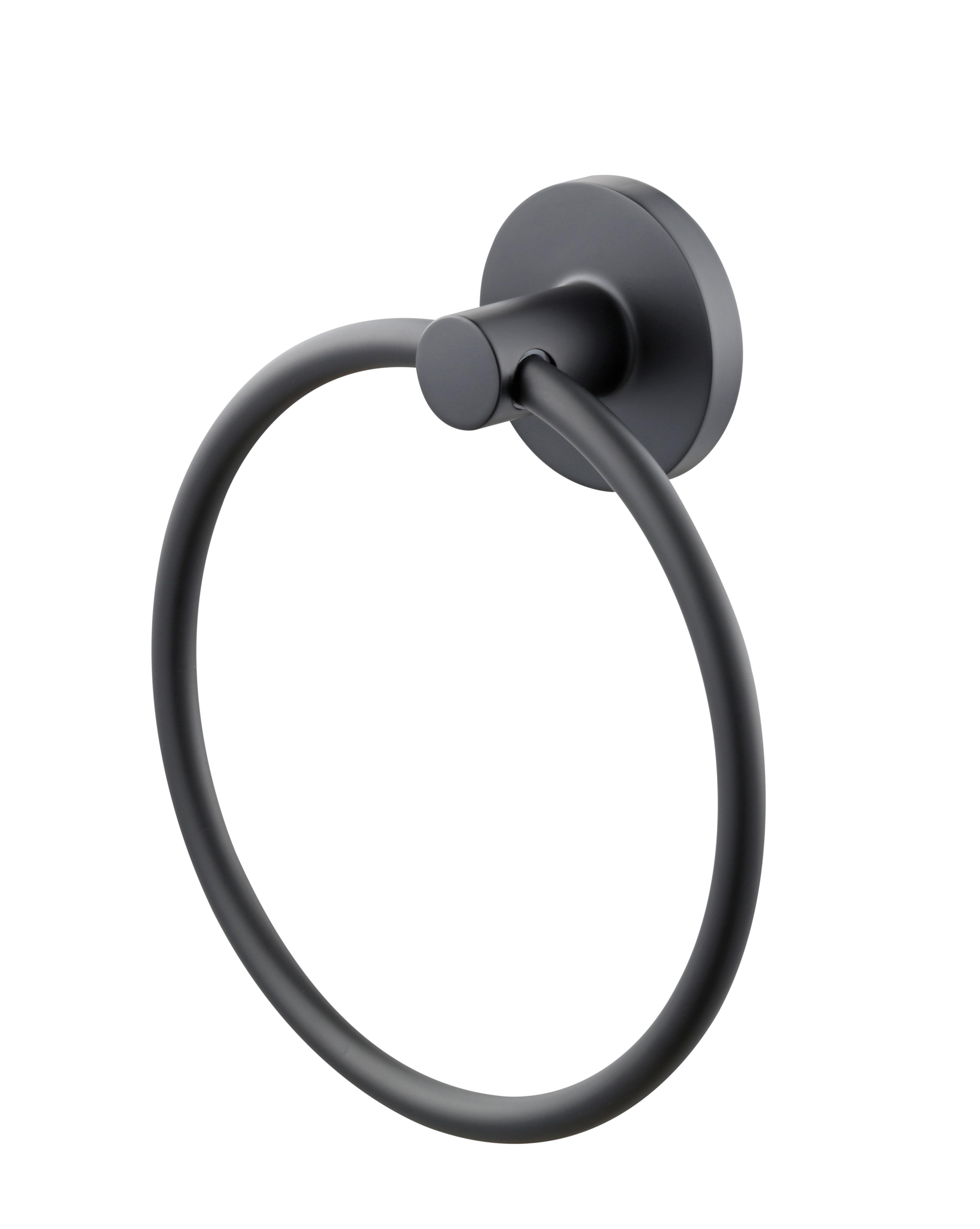 Matte Black Wall Mounted Round Towel Ring