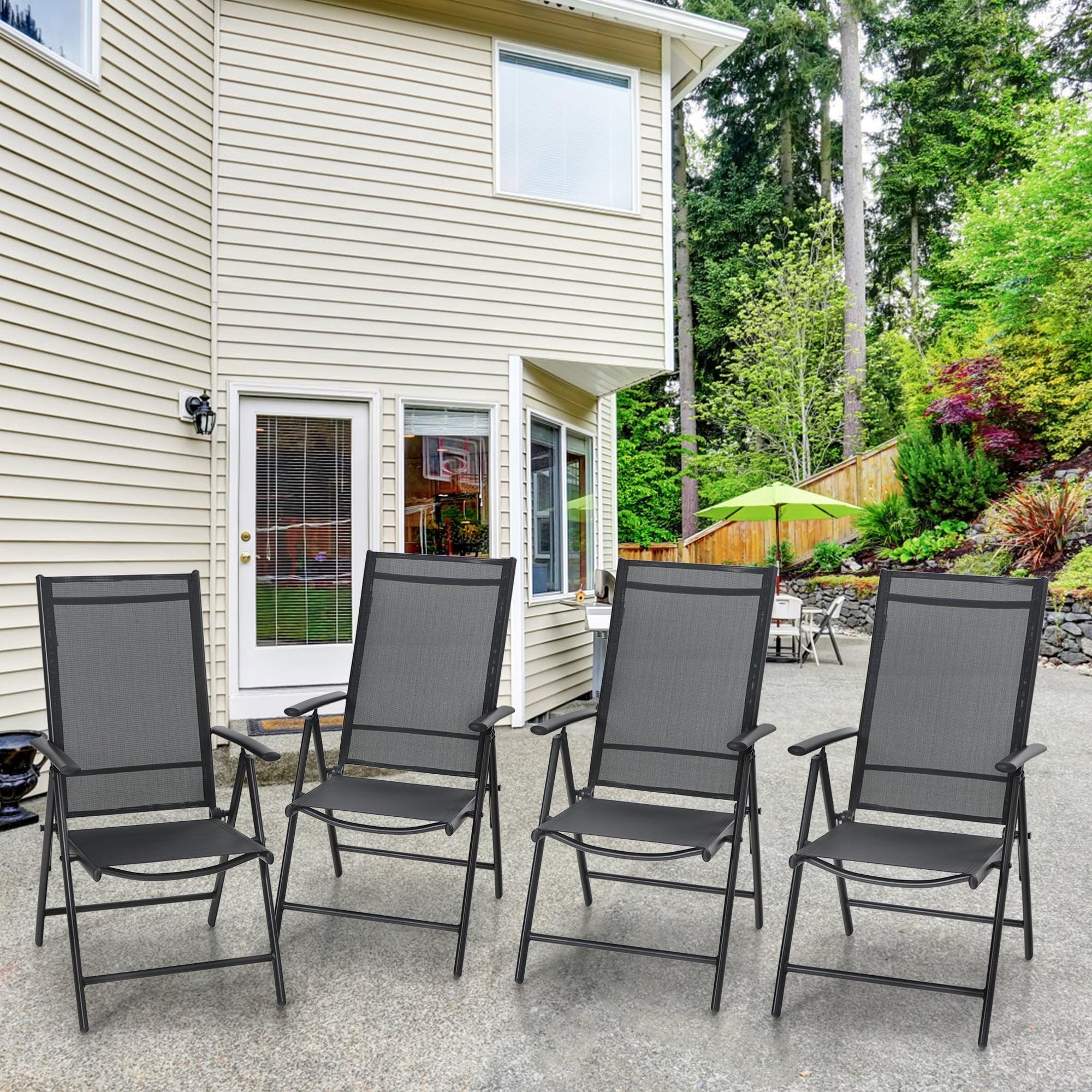 MAISON ARTS Outdoor Folding Sling Dining Chair Aluminum & Steel Frame, Set of 4