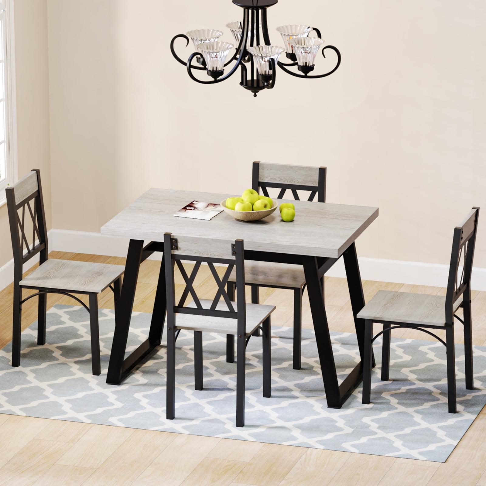 Farmhouse 5-Piece Black and Gray Wood Dining Set