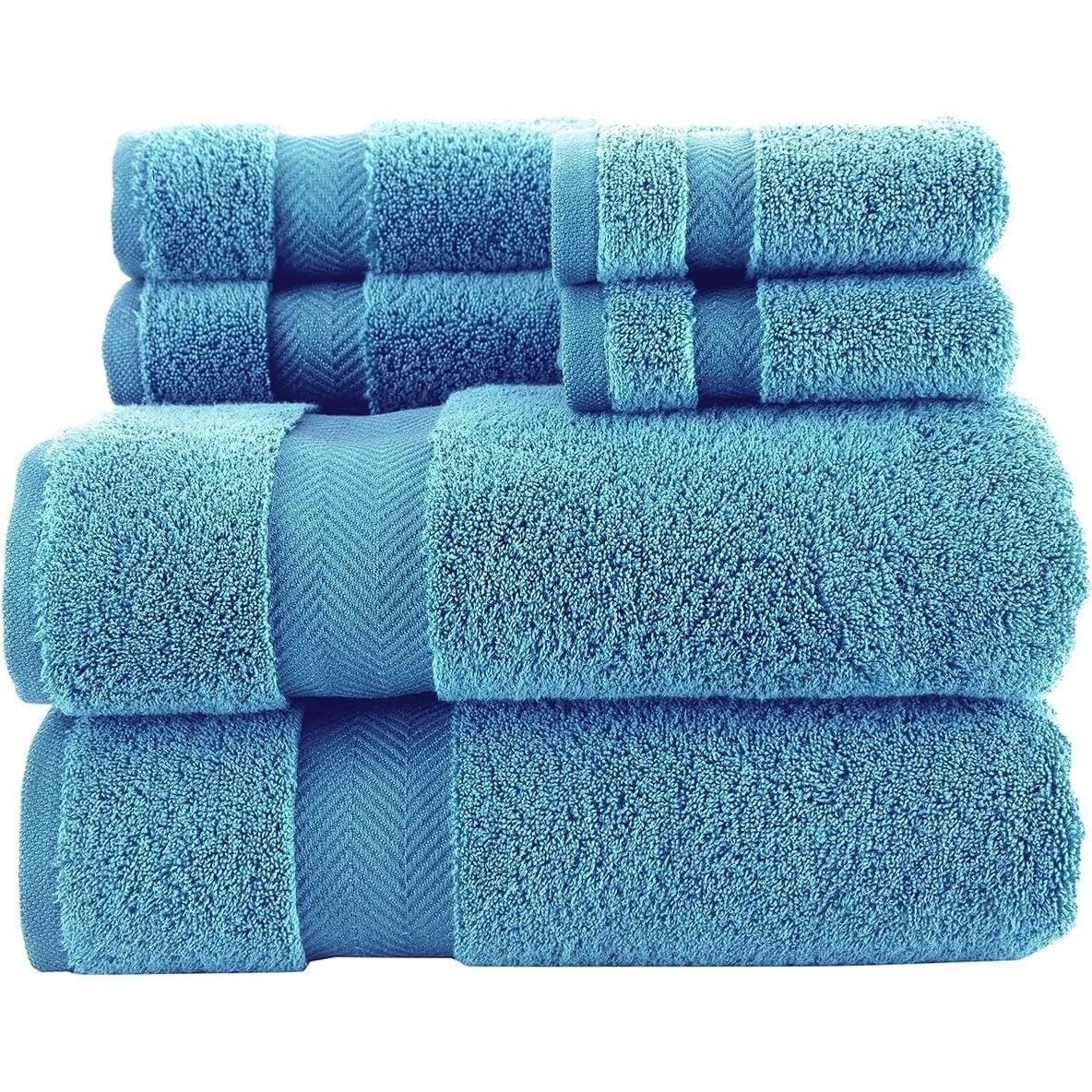MAKROTEKS TEXTILE LLC Towels Beyond Becci Collection %100 Turkish Cotton Highly Absorbent & Quick Dry Soft Bath Towel Set of 6 Aqua