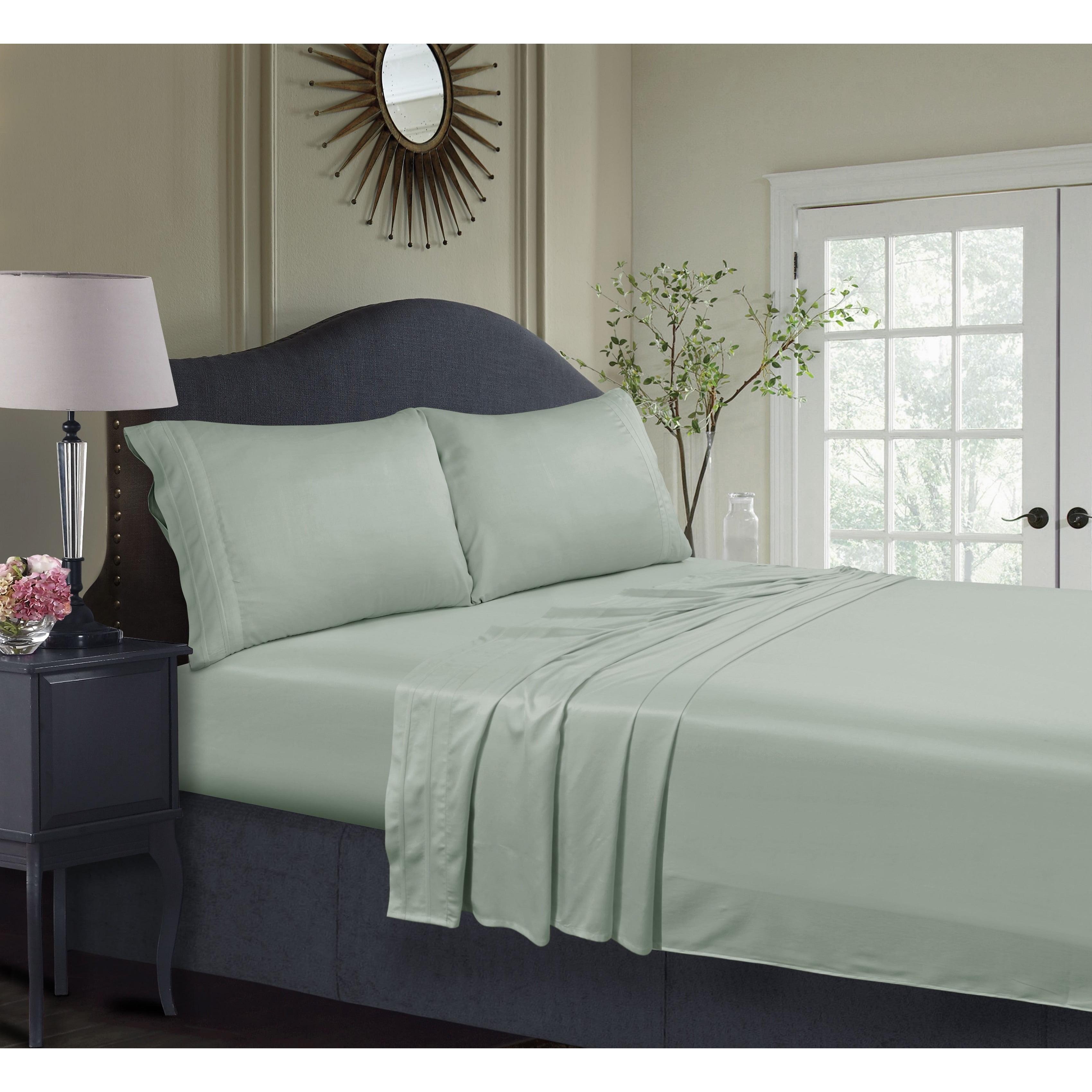 Rayon from Bamboo Solid Pillowcase Pair (King) Sage 300 Thread Count - Tribeca Living