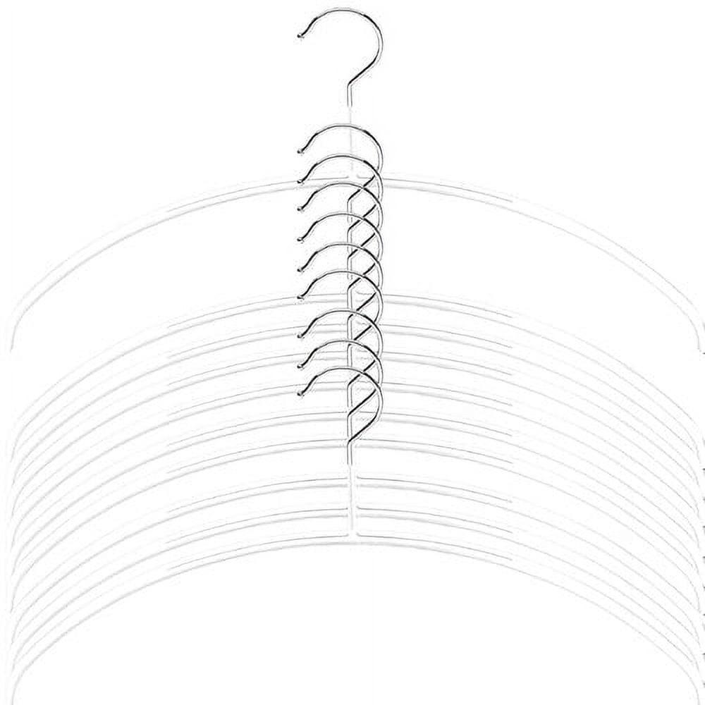 White Polished Non-Slip Space Saving Metal Hangers, Set of 10