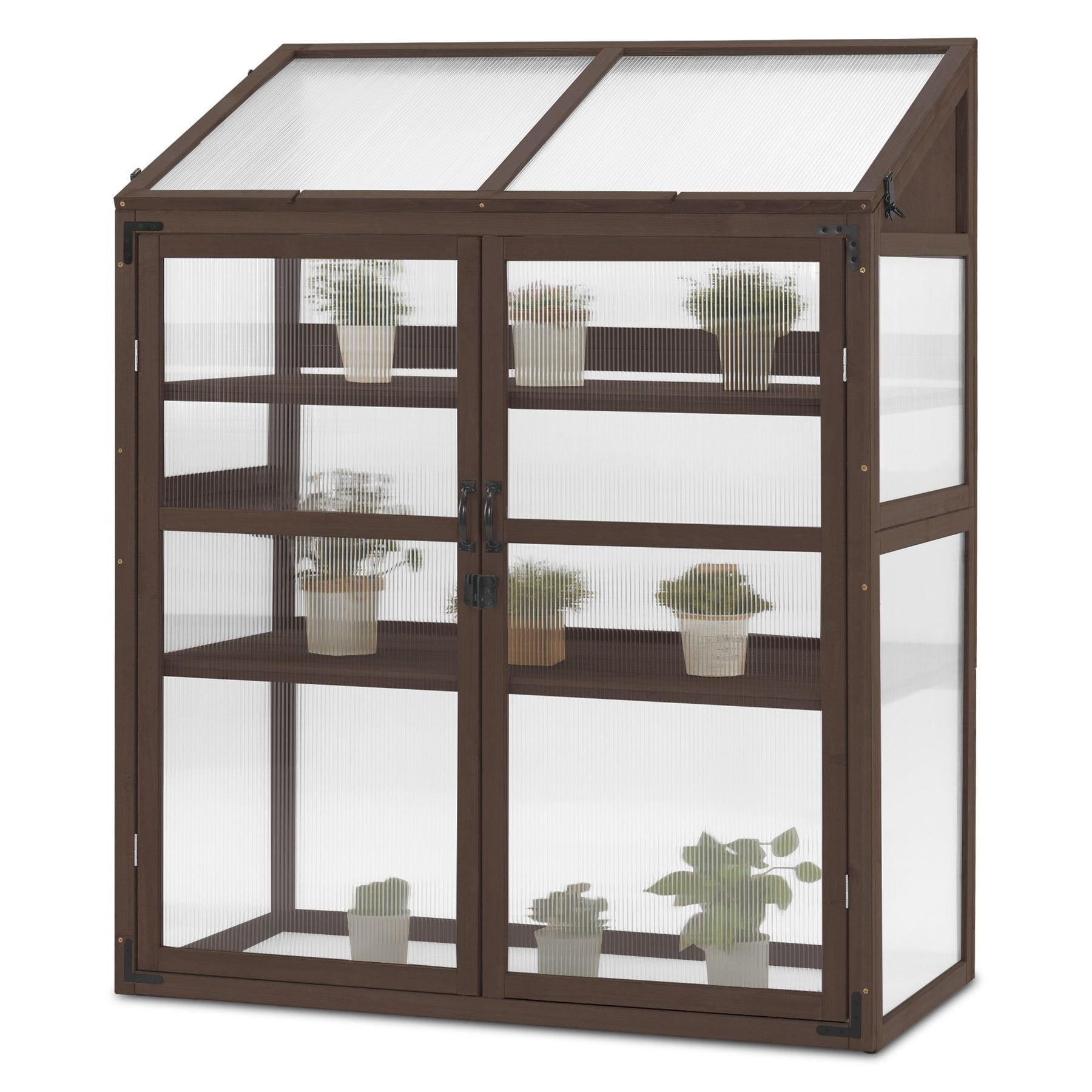 44.5" W x 24.8" D Cold Frame Greenhouse with Adjustable Shelves for Outdoor Indoor Use