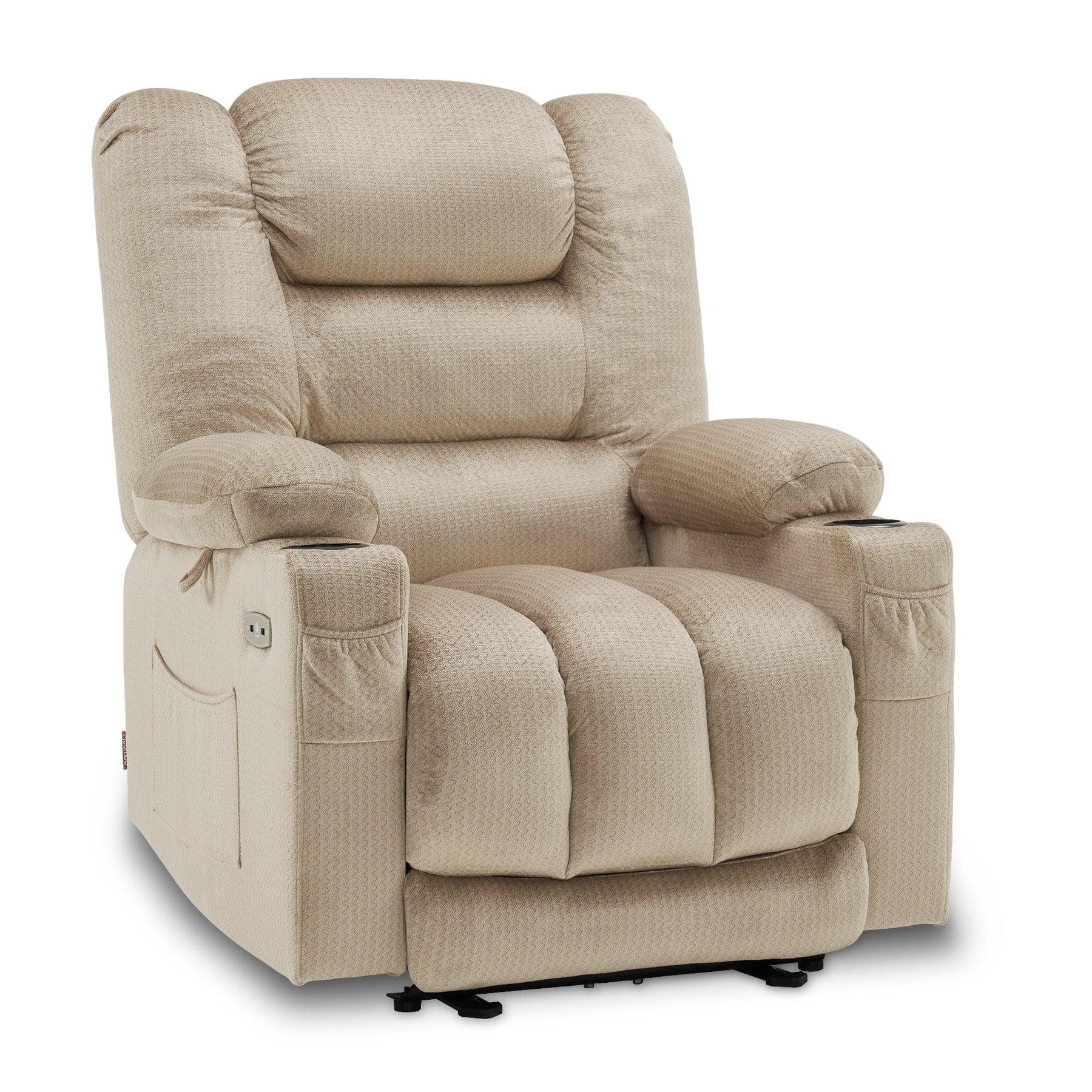 Color Electric Power Recliner Chair with Heat and Massage, USB Ports, Cup Holders