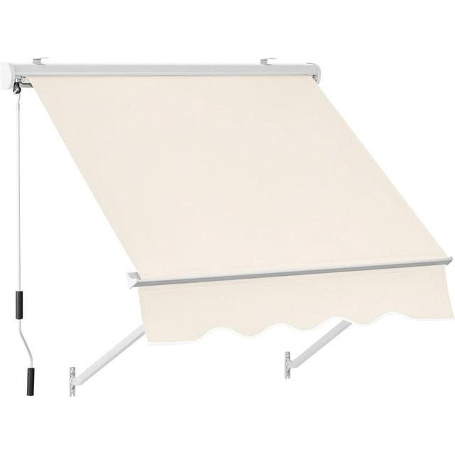 MCombo Polyester Cover Patio Window Awning, Manual Retractable Sunshade Canopy