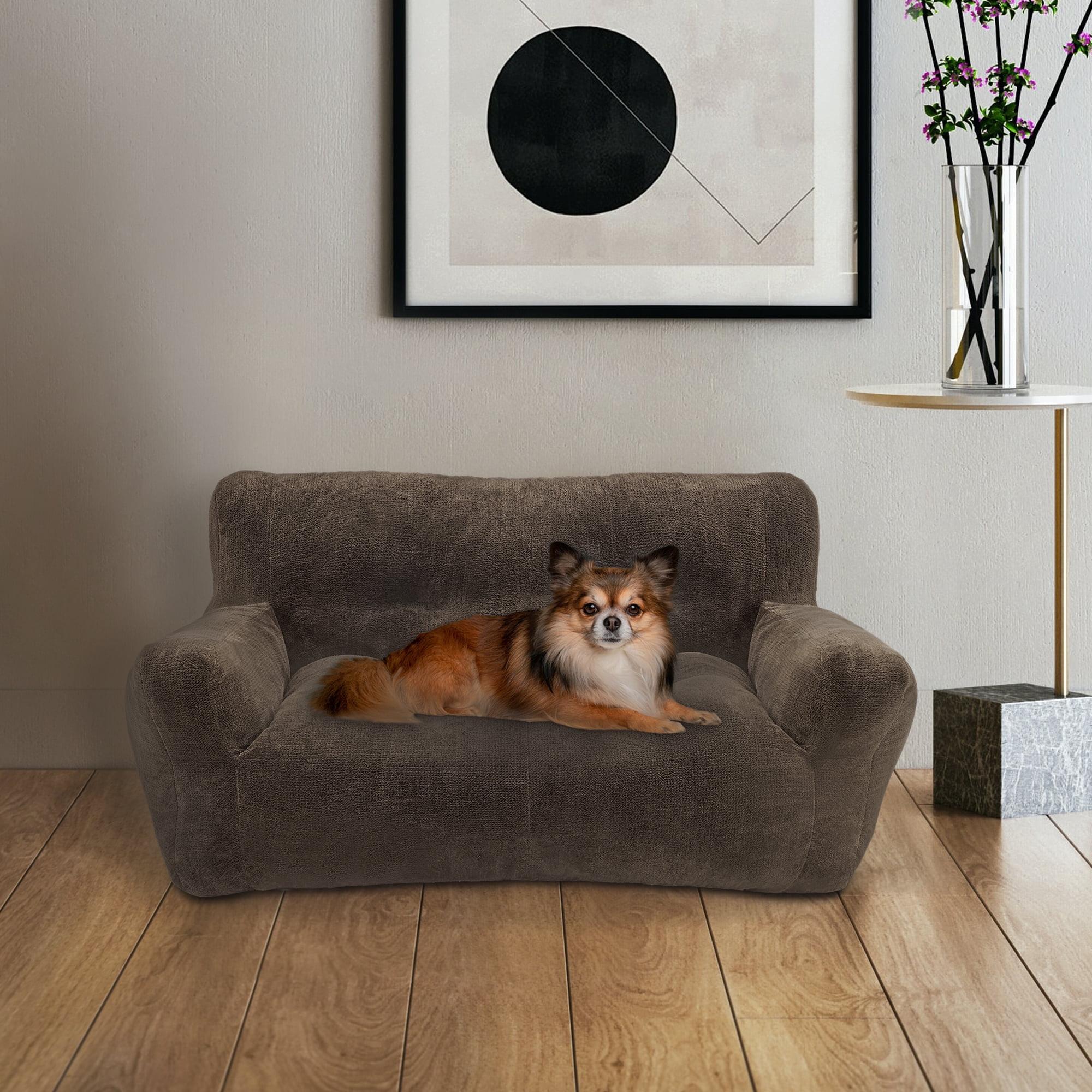 Mocha Small Fabric Pet Couch Sofa Bed