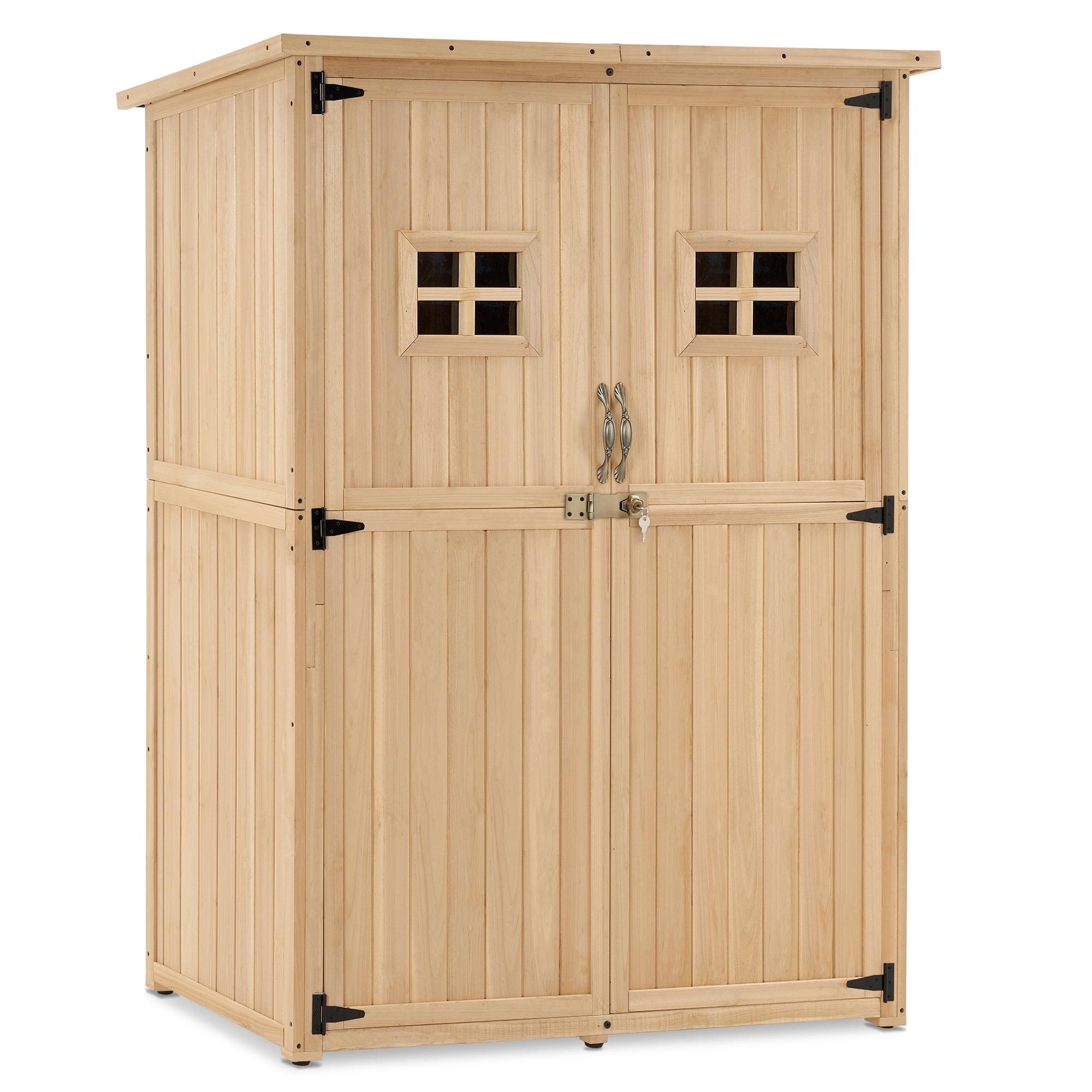 4 ft. W x 2 ft. D Outdoor Wooden Storage Shed with 2 Shelves and Lock