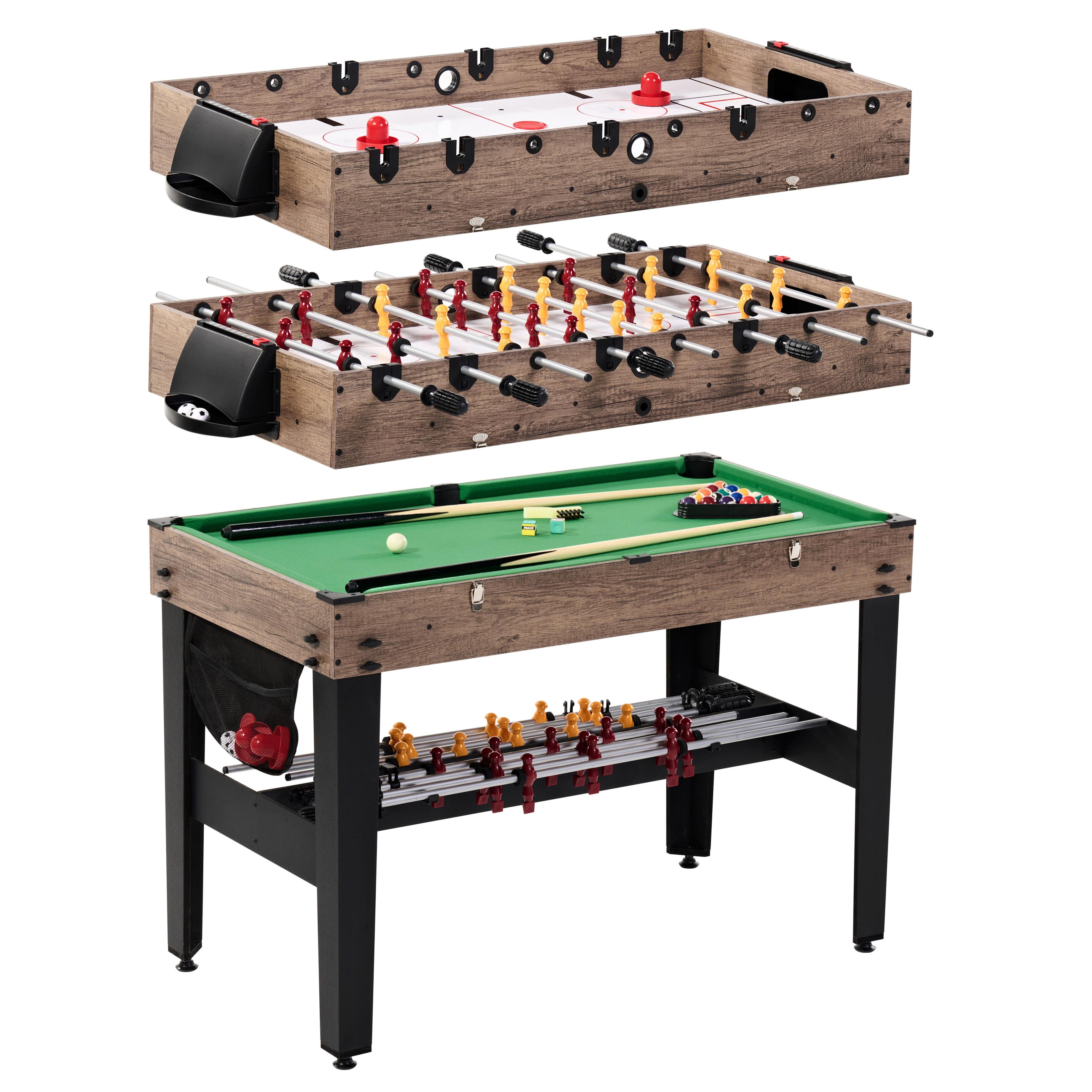 48" 3-in-1 Combo Air Hockey, Foosball, and Pool Table