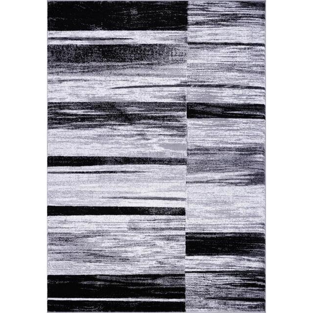 MDA Home Anatolia 5'x8' Stripe Transitional Fabric Area Rug in White/Black