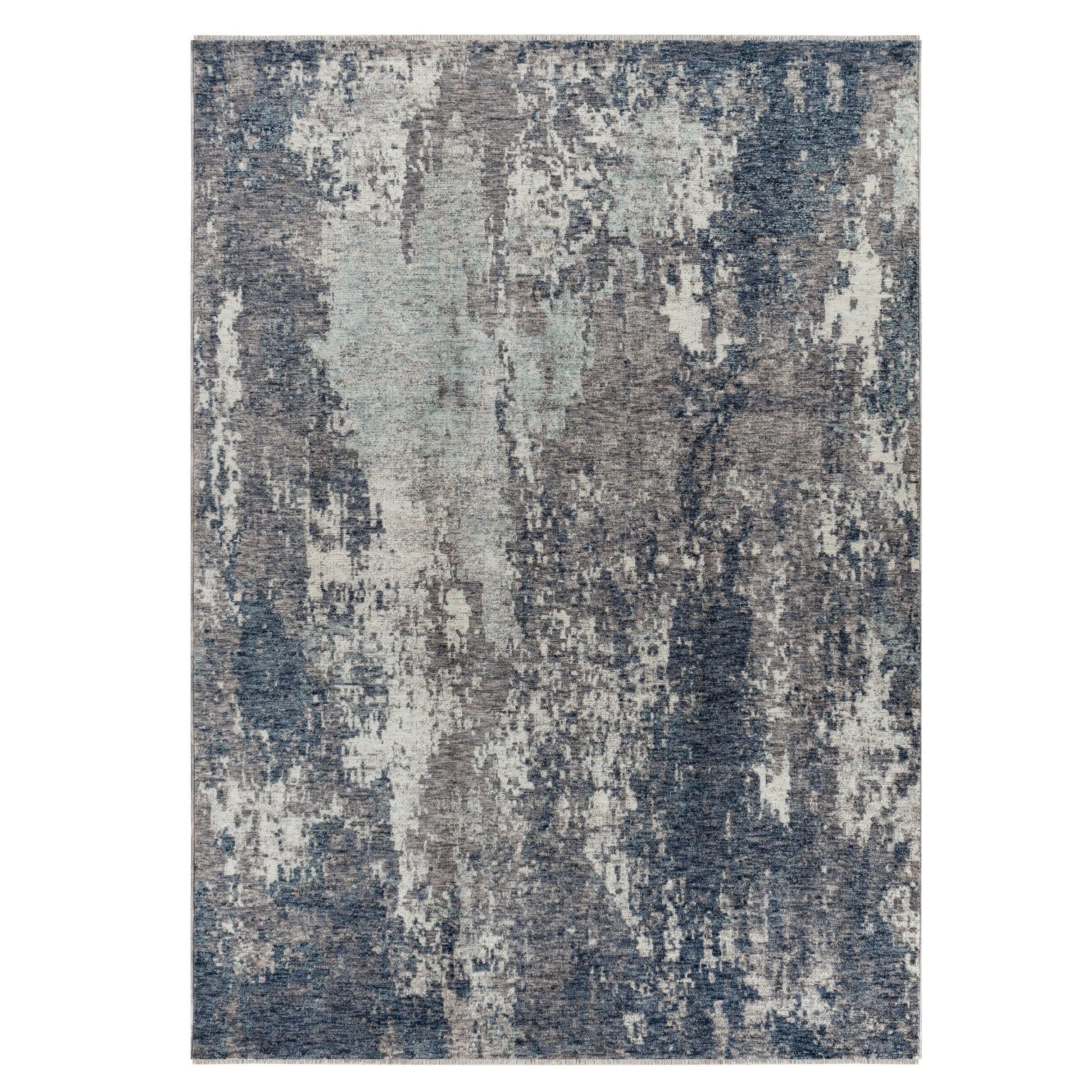 Seacliff Abstract Gray and Blue Synthetic 8' x 10' Rug