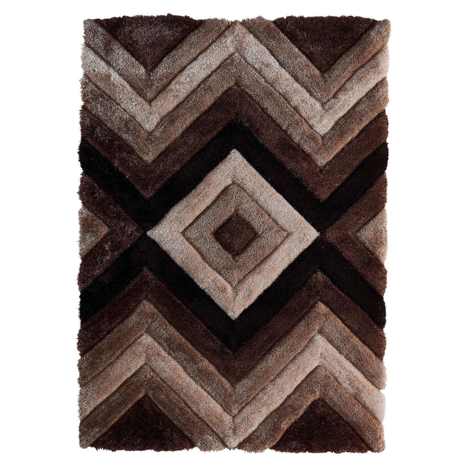 Mateos Contemporary Brown Geometric Shag Rug 8' x 10'