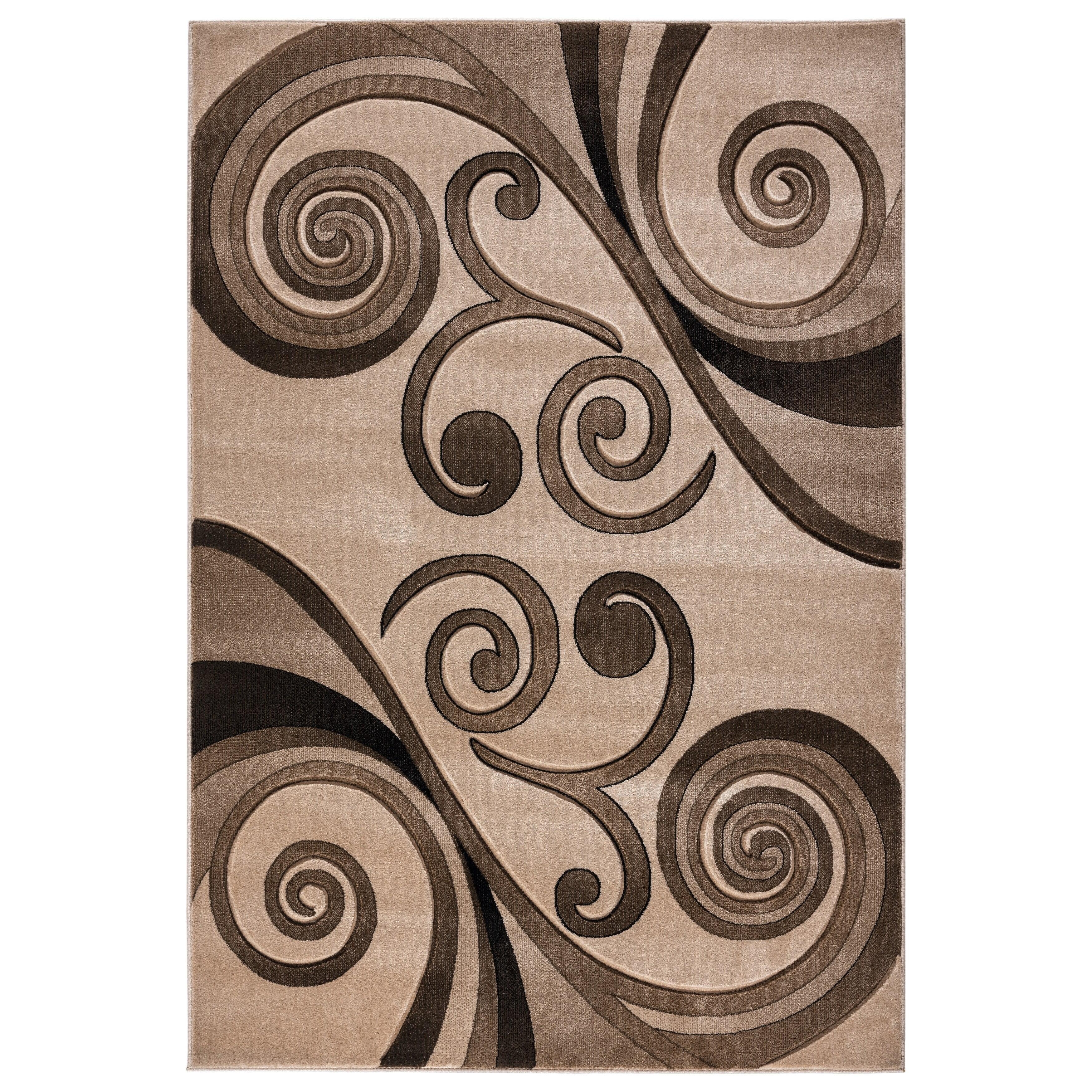 MDA Rug Imports Orelsi Collection Abstract Area Rug Beige/Brown 3'9" x 5'9" Abstract, Geometric Stain Resistant 4' x 6' Accent, Indoor Brown Rectangle