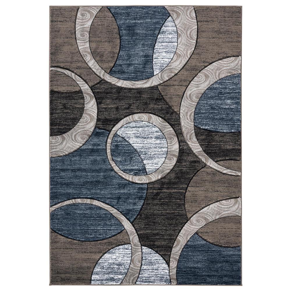 Reversible Brown/Grey Synthetic Rectangular Area Rug 2'x3'