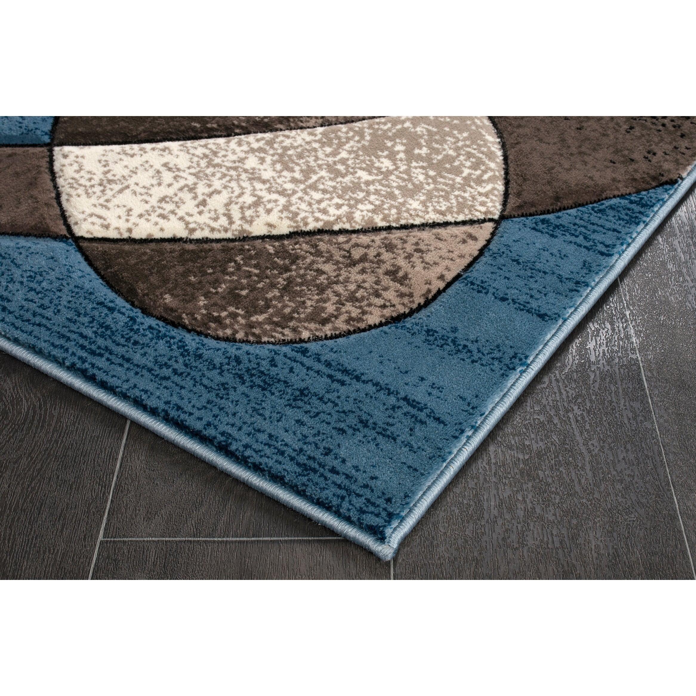 MDA Rug Imports Rhodes Collection Abstract Designed Area Rug Blue 2'5'' X 3'9'' 2' x 3' Living Room,Bedroom,Dining Room Rectangle
