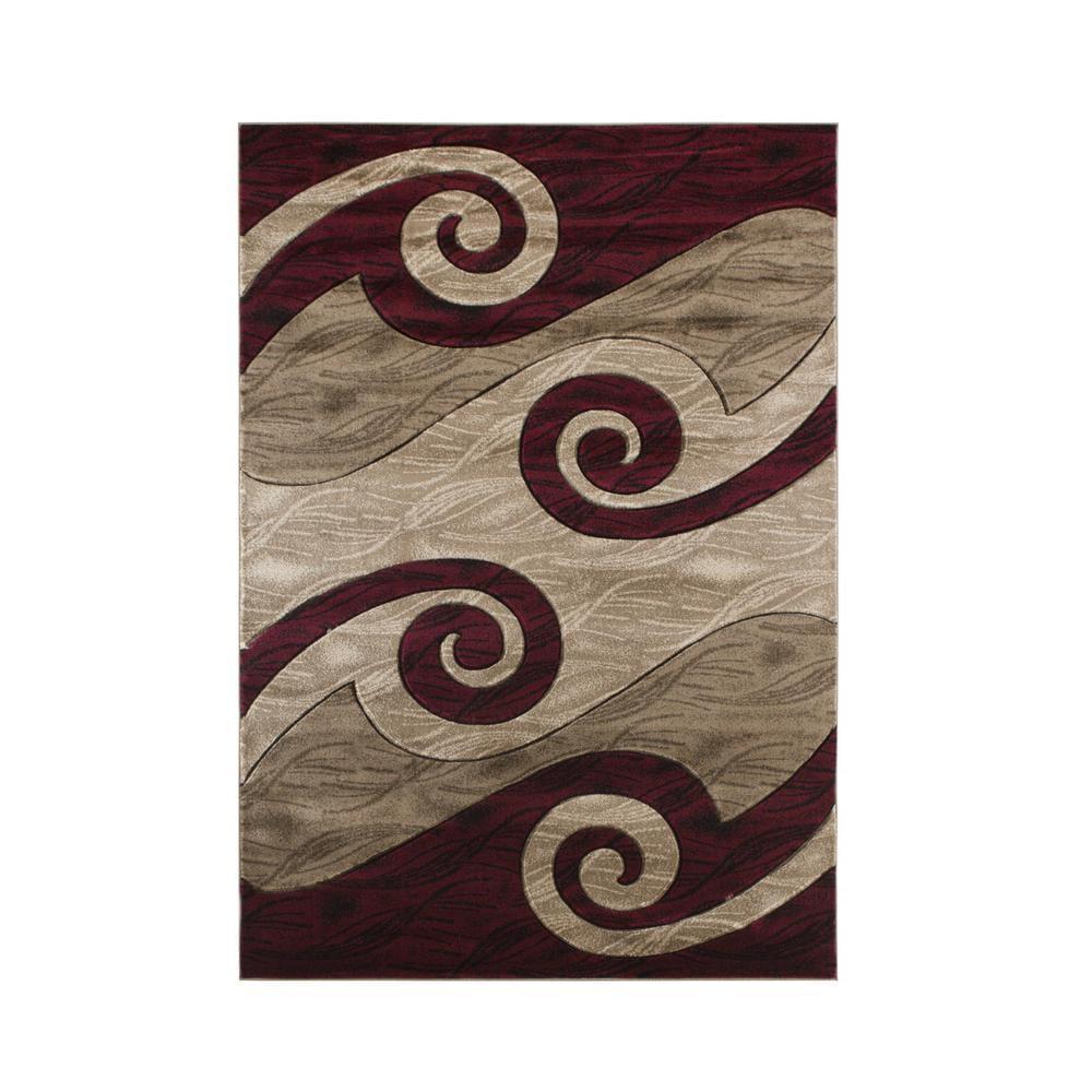 Orelsi Red and Beige Geometric Polypropylene Area Rug 2'1'' x 3'3''