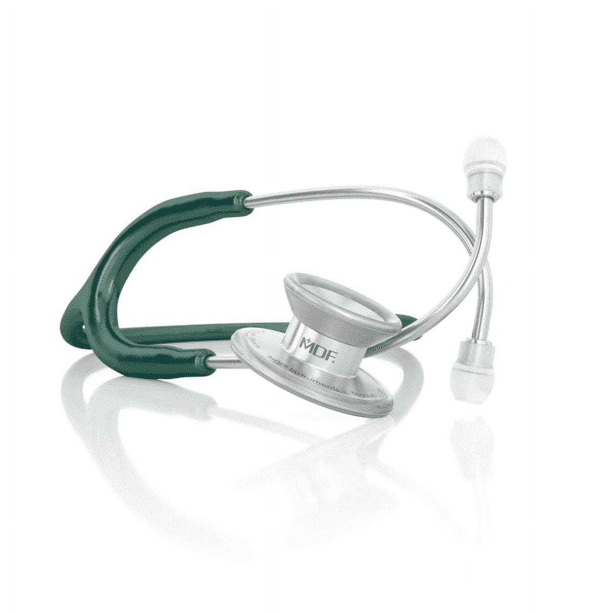 MDF MD One Epoch Lightweight Titanium Stethoscope, Adult, Free-Parts-for-Life, Emerald Green Tube, Silver Chestpiece-Headset
