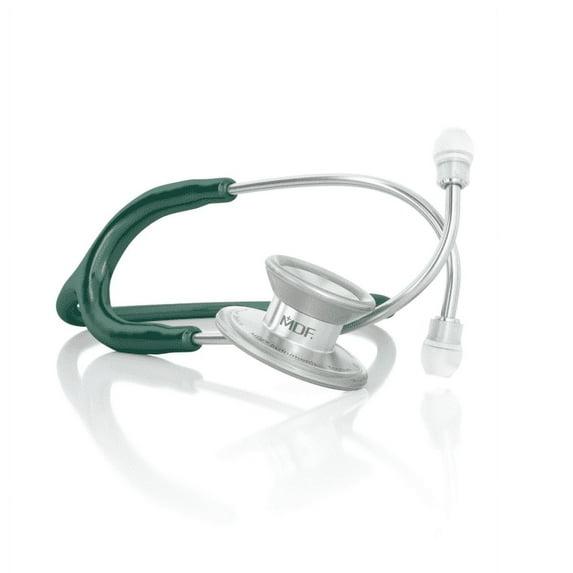 MDF MD One Epoch Lightweight Titanium Stethoscope, Adult, Free-Parts-for-Life, Emerald Green Tube, Silver Chestpiece-Headset