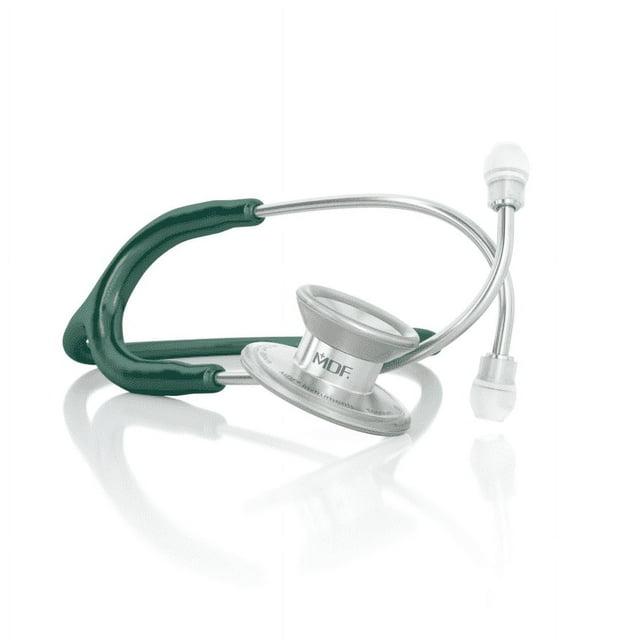 MDF MD One Epoch Lightweight Titanium Stethoscope, Adult, Free-Parts-for-Life, Emerald Green Tube, Silver Chestpiece-Headset