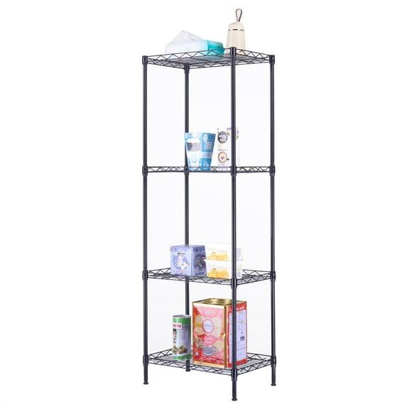 4-Tier Wire Shelving Unit Metal Storage Rack,4-Shelf Shelving Unit, Steel Wire Shelves, Shelving Units and Storage for Kitchen and Garage (17.72 x 11.81 x 49.6'') Black
