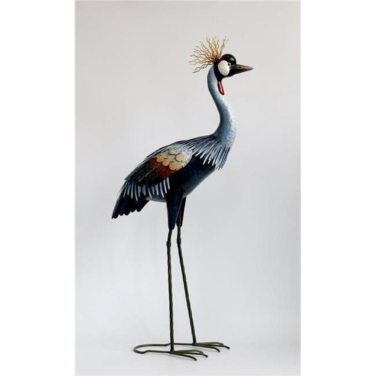 AI-GG9499-Q01 32 in. Black Crowned Crane Metal Garden Sculpture, Multi Color