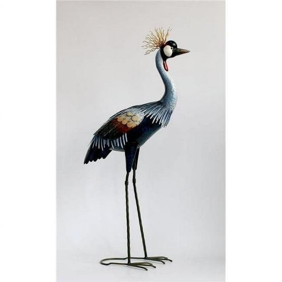 AI-GG9499-Q01 32 in. Black Crowned Crane Metal Garden Sculpture, Multi Color