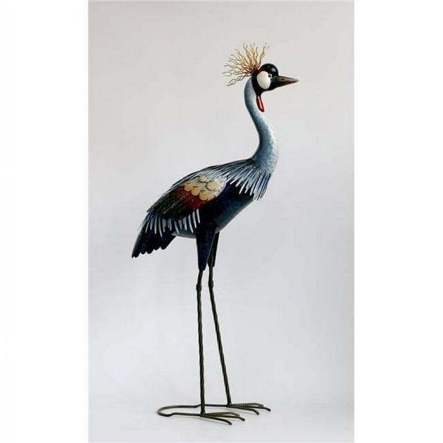 AI-GG9499-Q01 32 in. Black Crowned Crane Metal Garden Sculpture, Multi Color
