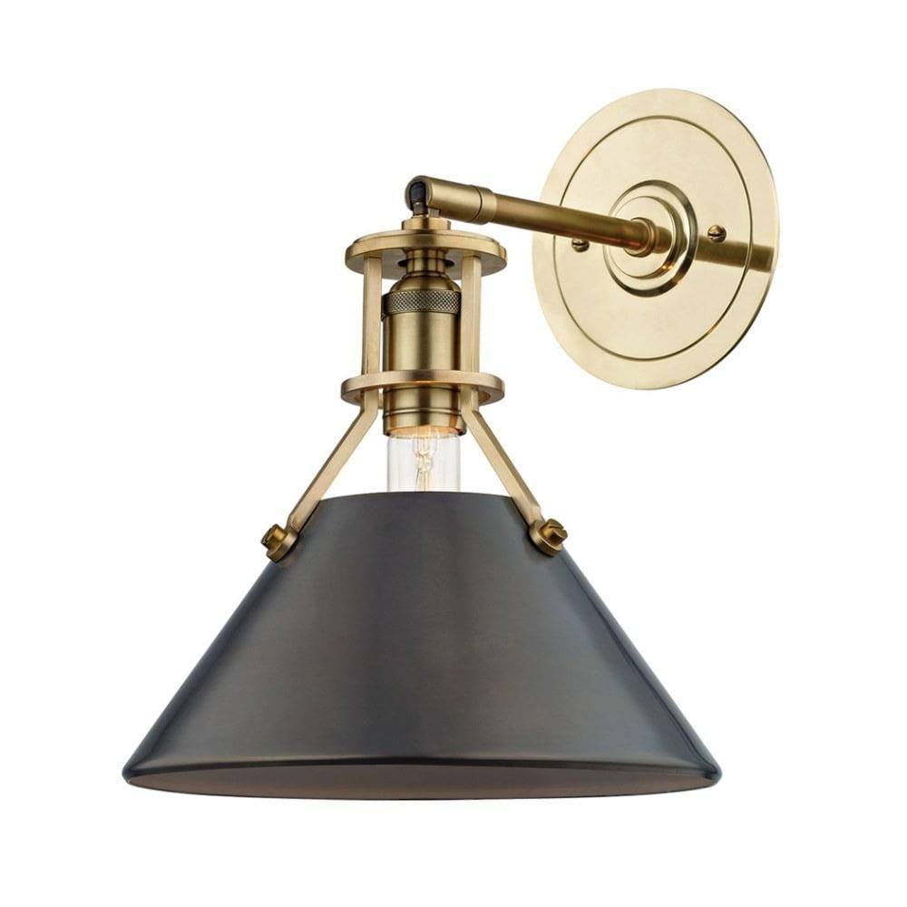 Elegant Aged Bronze Brass 1-Light Plug-In Wall Sconce