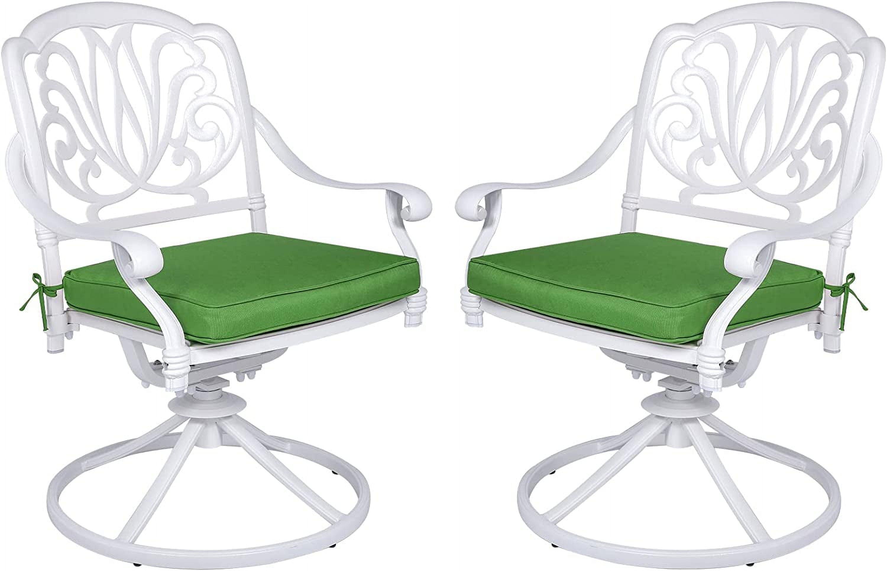 MEETWARM 2 Piece Patio Dinning Swivel Chairs Rocker, Outdoor All-Weather Cast Aluminum Chairs, Patio Bistro Dining Chair Set with Cushions for Garden Deck Backyard,White