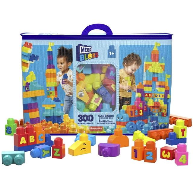 MEGA BLOKS Toy Blocks Even Bigger Building Bag with Storage (300 Pieces) for Toddler