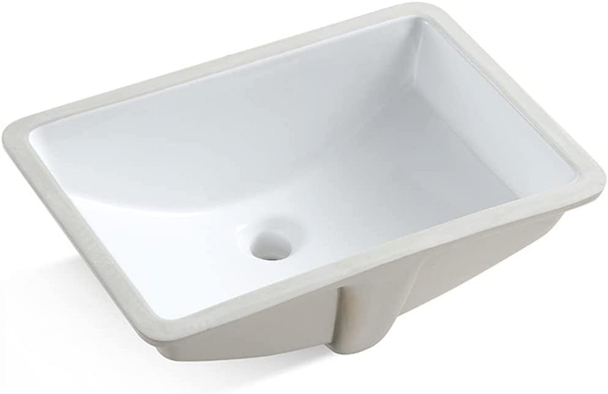 Glossy White Ceramic Rectangular Undermount Bathroom Sink