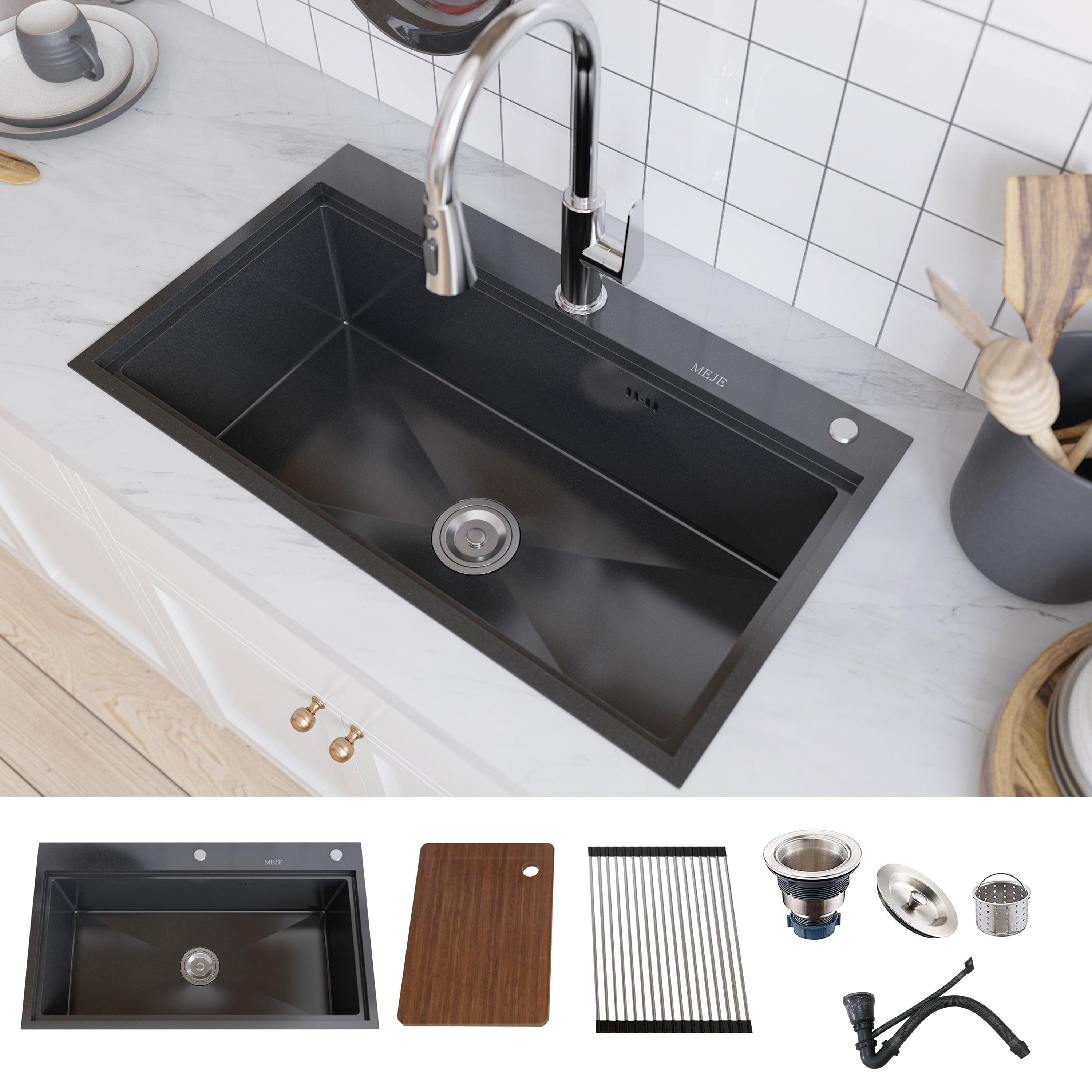31.5"L Drop-in Stainless Steel Kitchen Sink, Single Large Kitchen Sink with Accessories