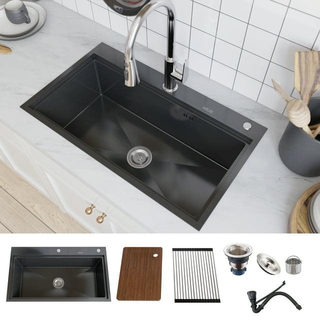31.5"L Drop-in Stainless Steel Kitchen Sink, Single Large Kitchen Sink with Accessories
