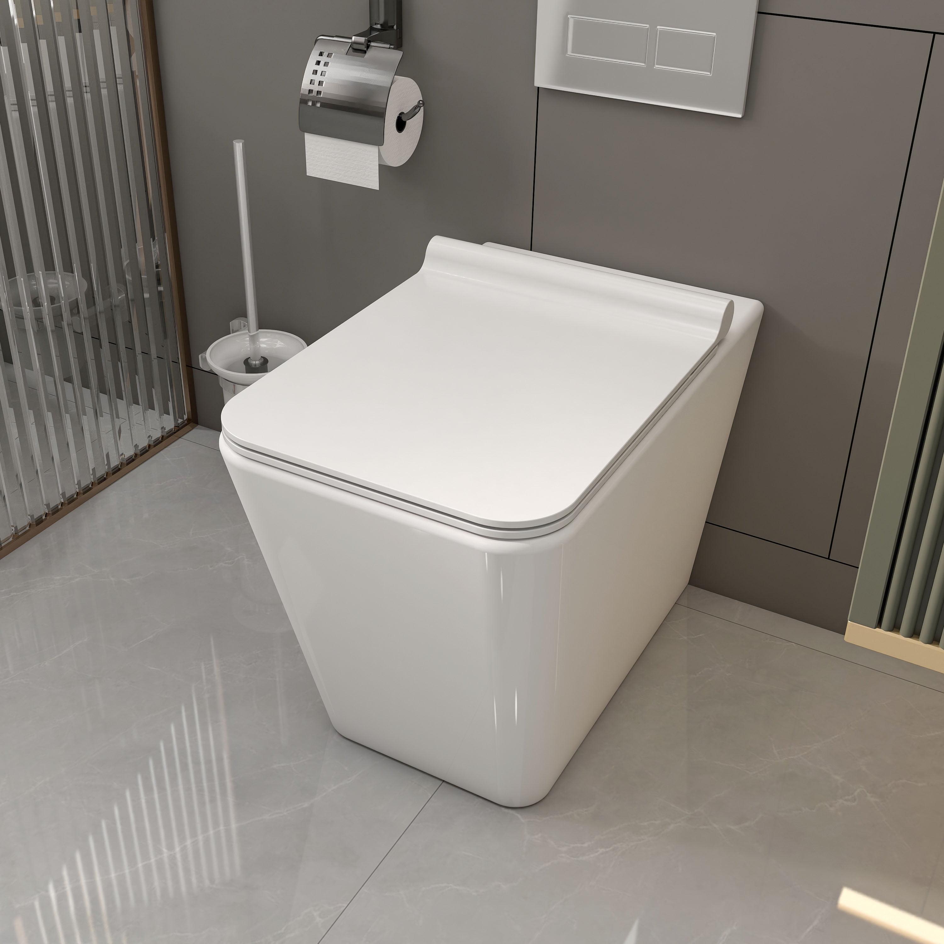 MEJE Back-to-Wall Toilet with Comfort Height, Floor Mounted One-Piece Toilet (Seat Included)