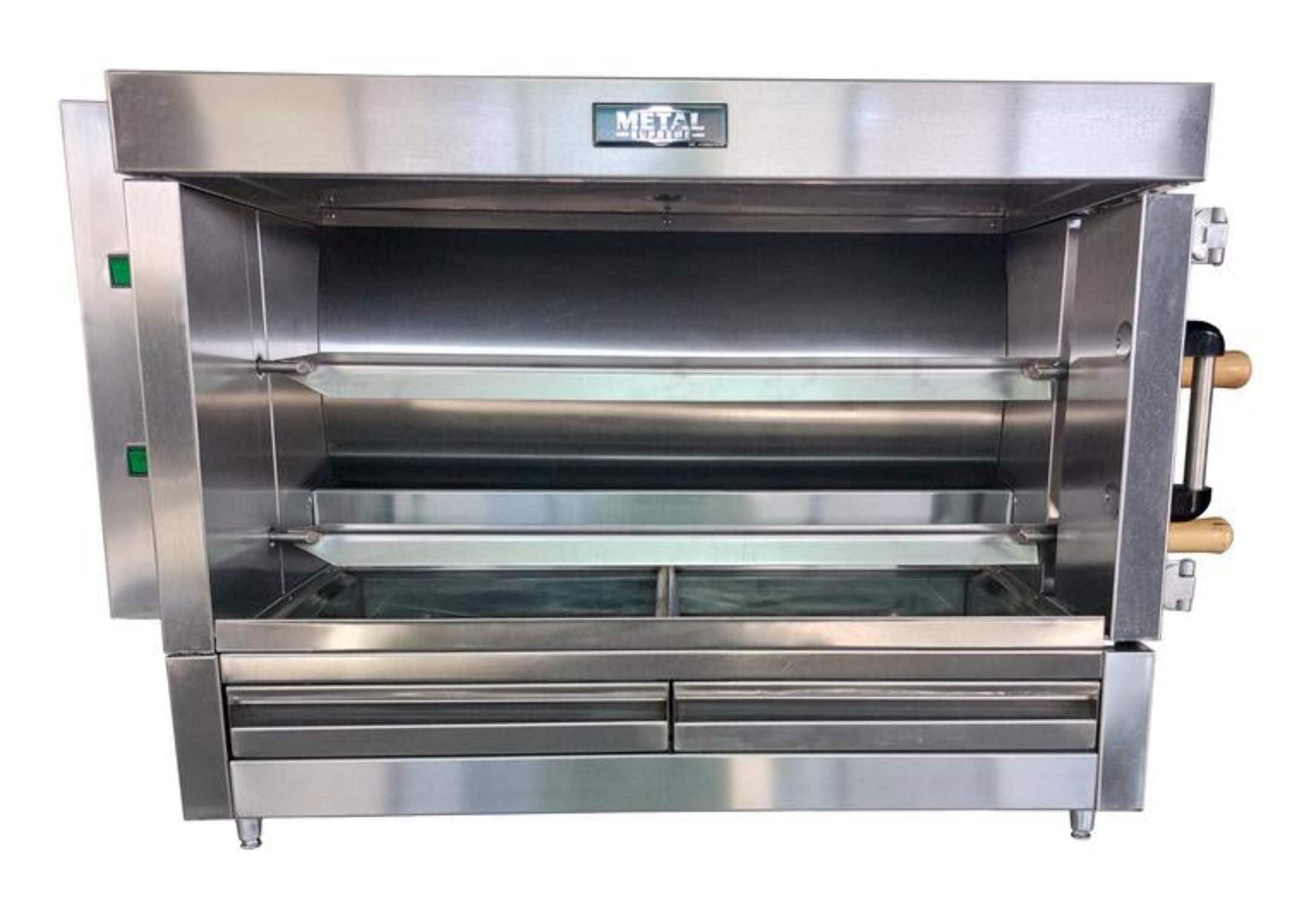 Stainless Steel Commercial Gas Rotisserie Oven with Sliding Glass Doors