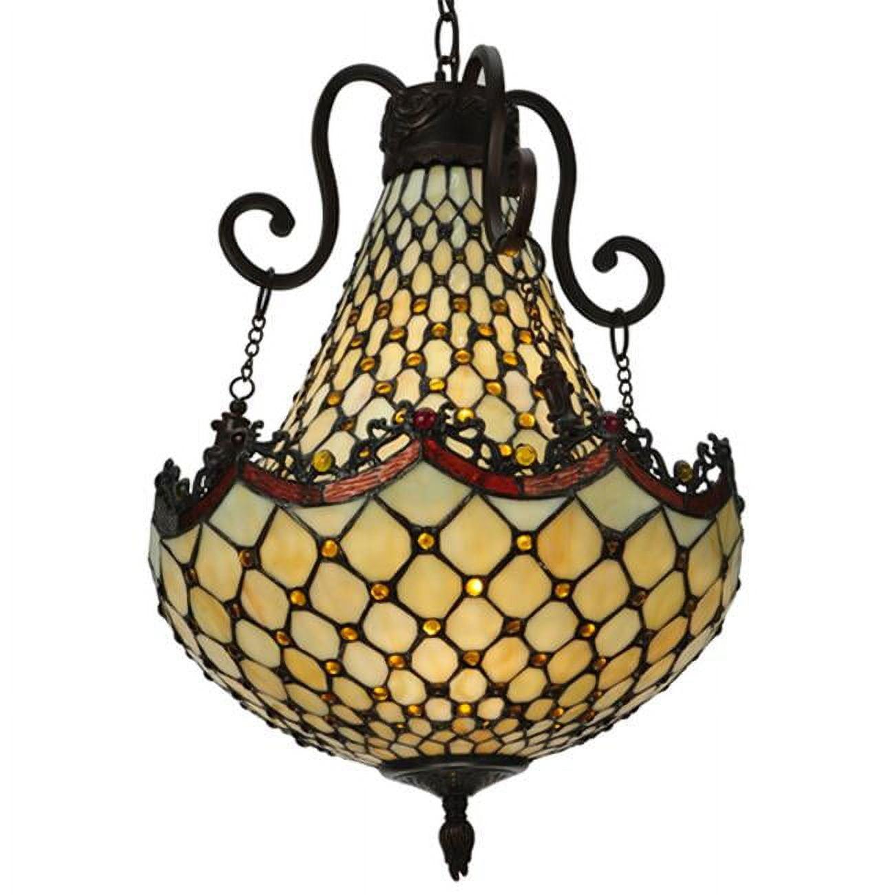 Elegant 16" Bronze & Glass 5-Light Empire Chandelier with Jewel Accents