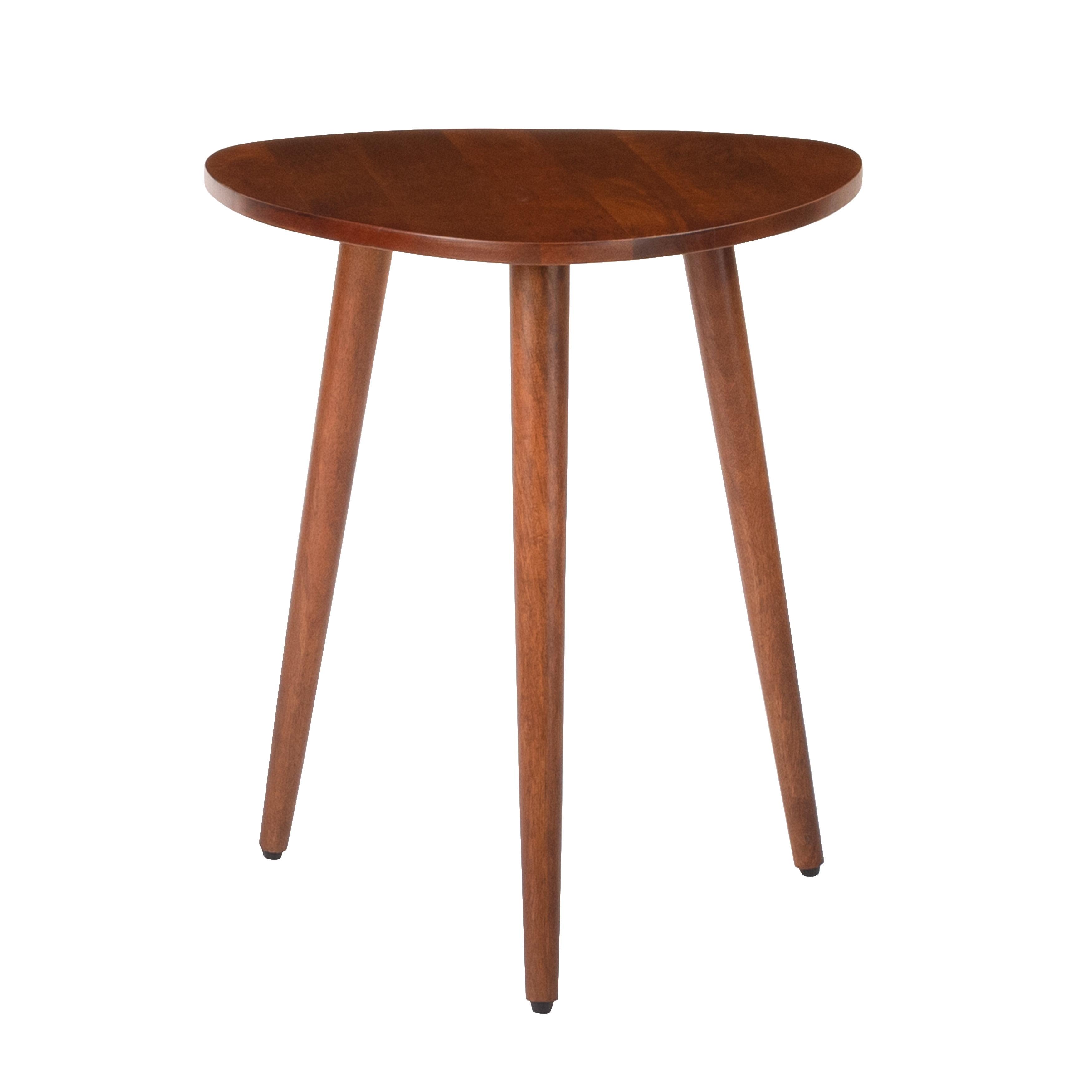 Walnut Triangular Solid Wood 3-Leg End Table